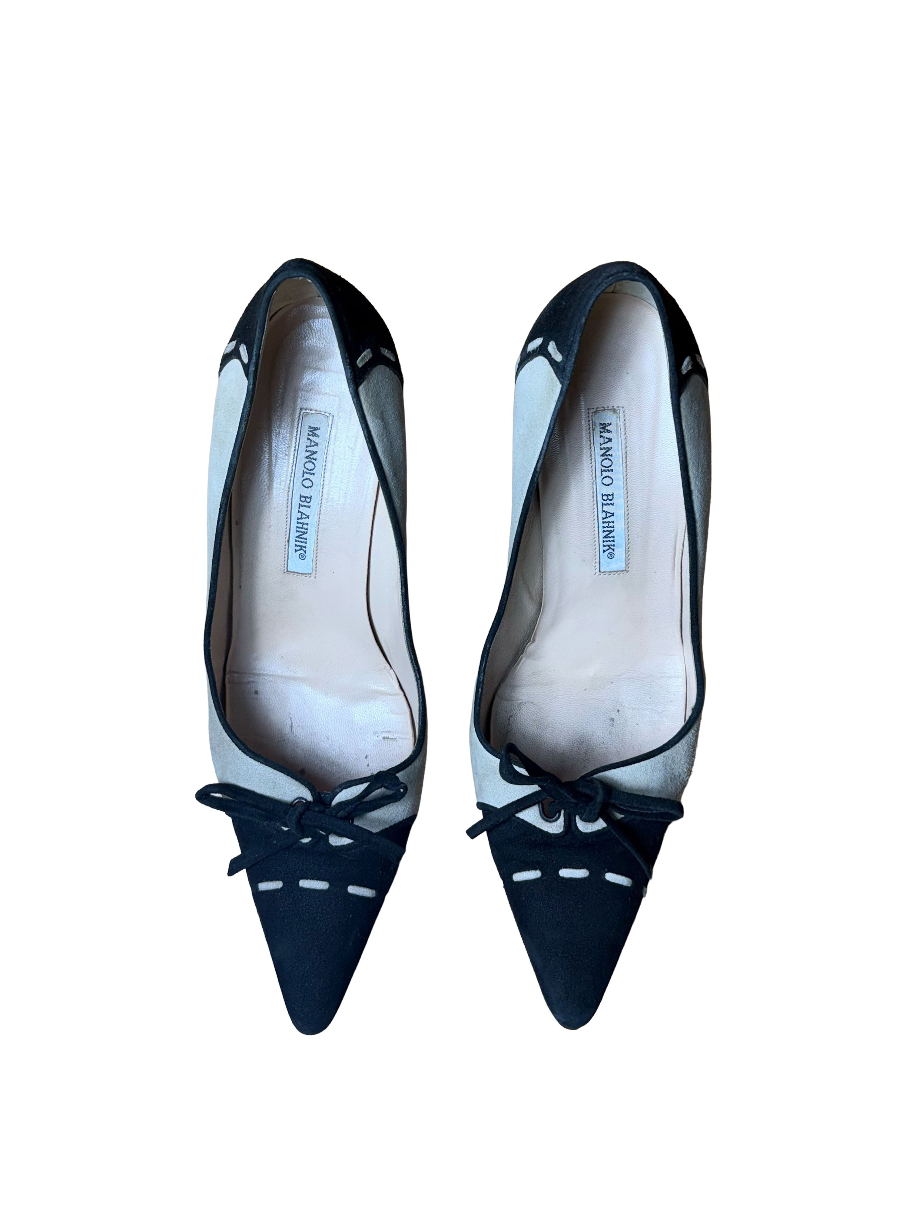 Manolo Blahnik Suede Bow Pumps