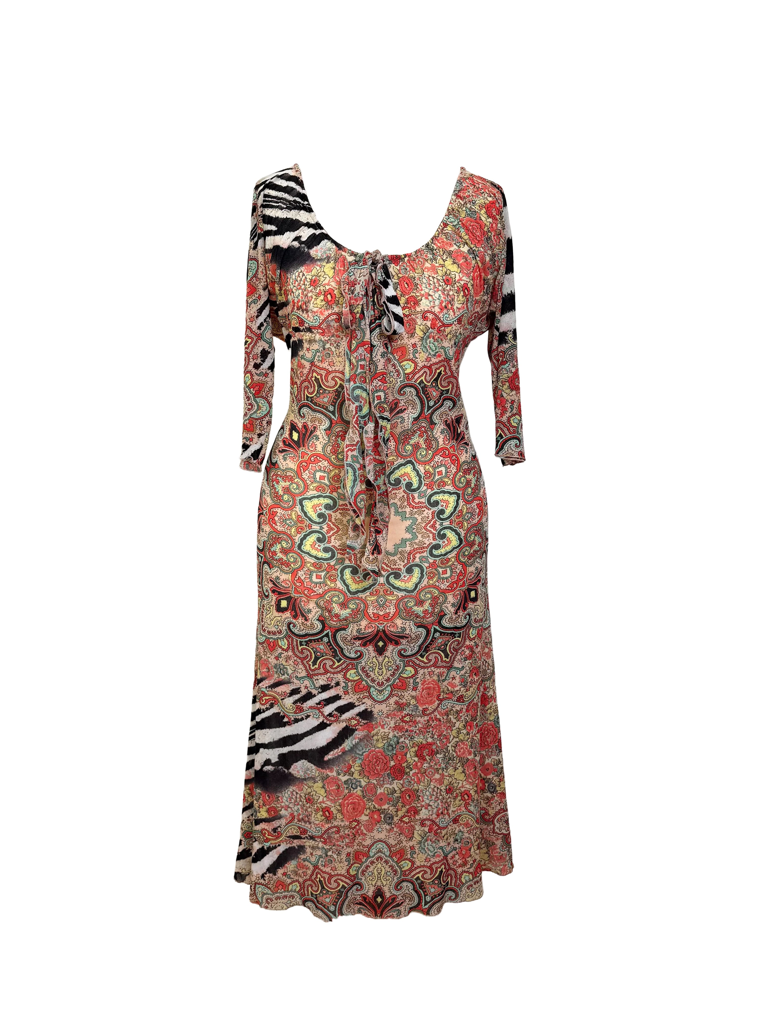 Roberto Cavalli Class Paisley Multicolour Midi Dress