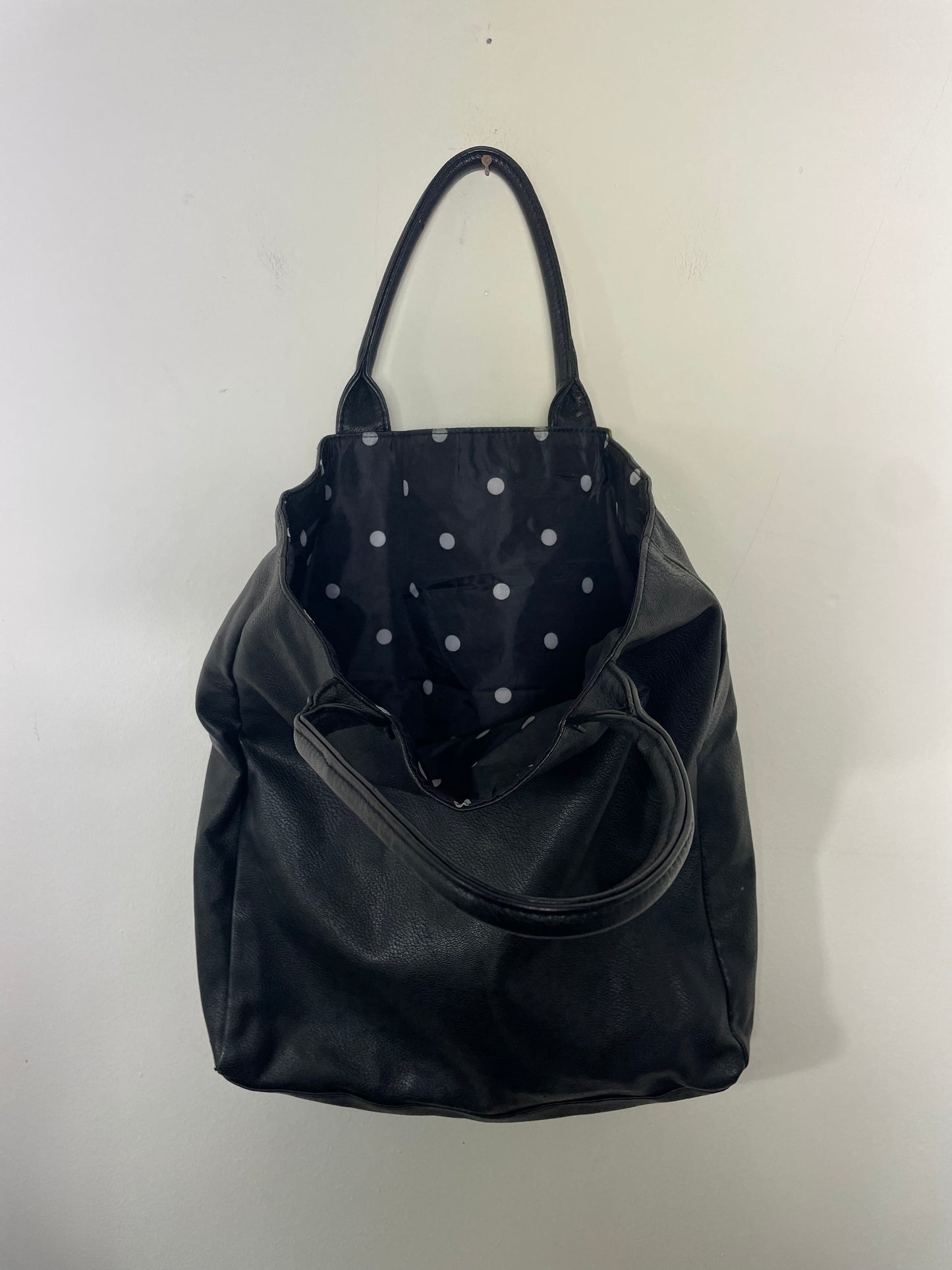 Black Faux Leather Thierry Mugler Shopper Tote Bag