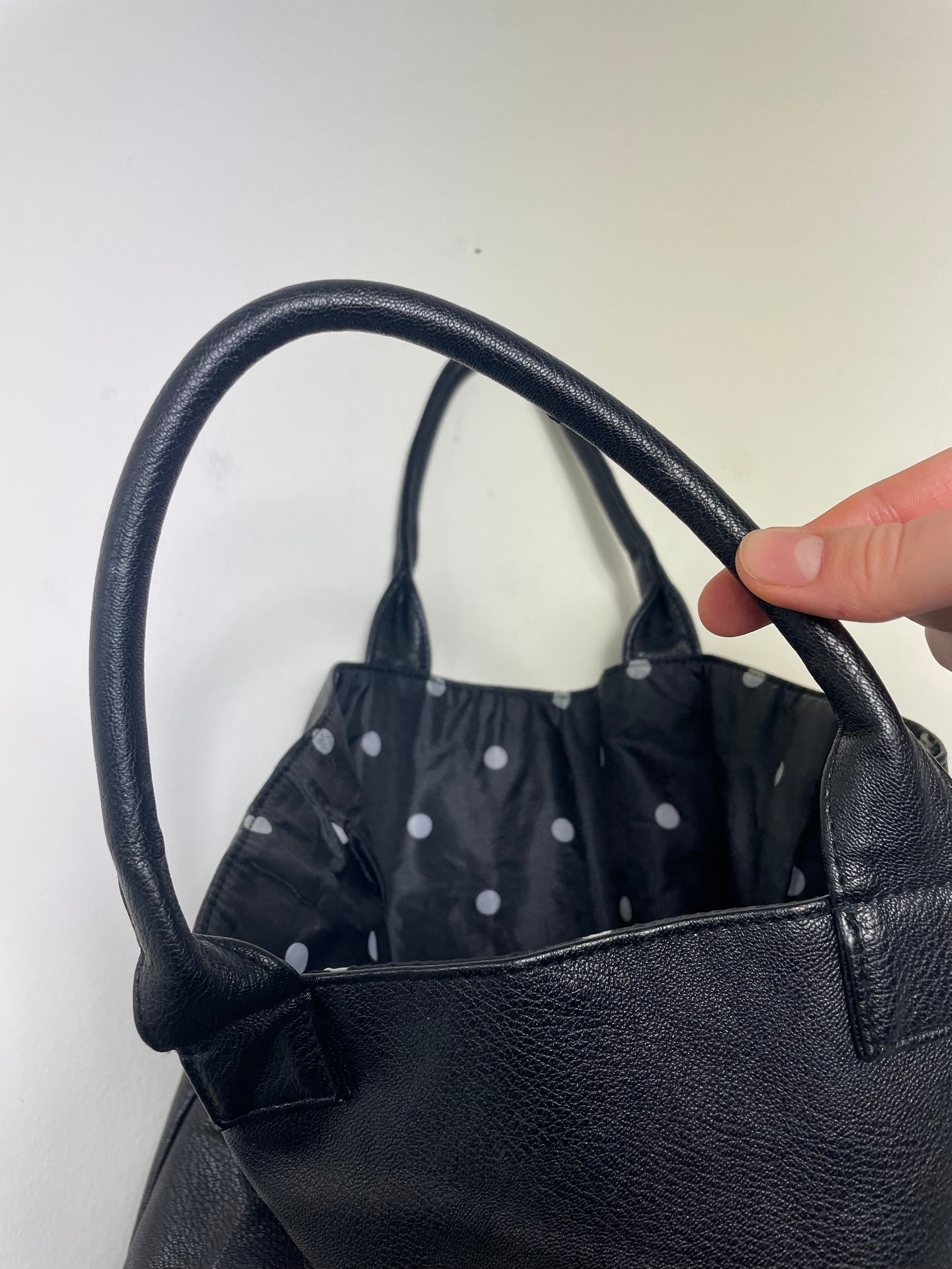 Black Faux Leather Thierry Mugler Shopper Tote Bag
