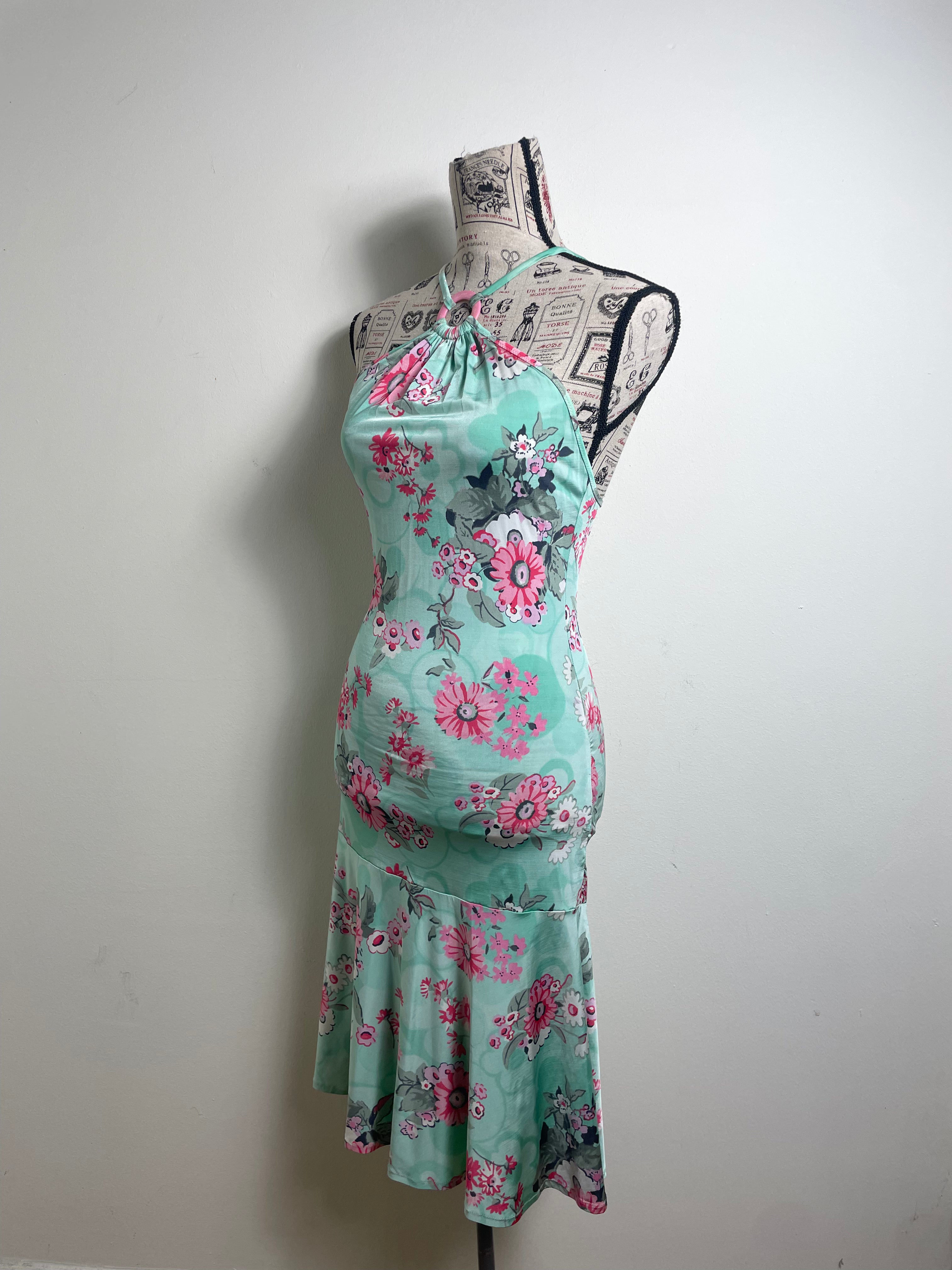 Blumarine Beachwear Halterneck Floral Midi Dress