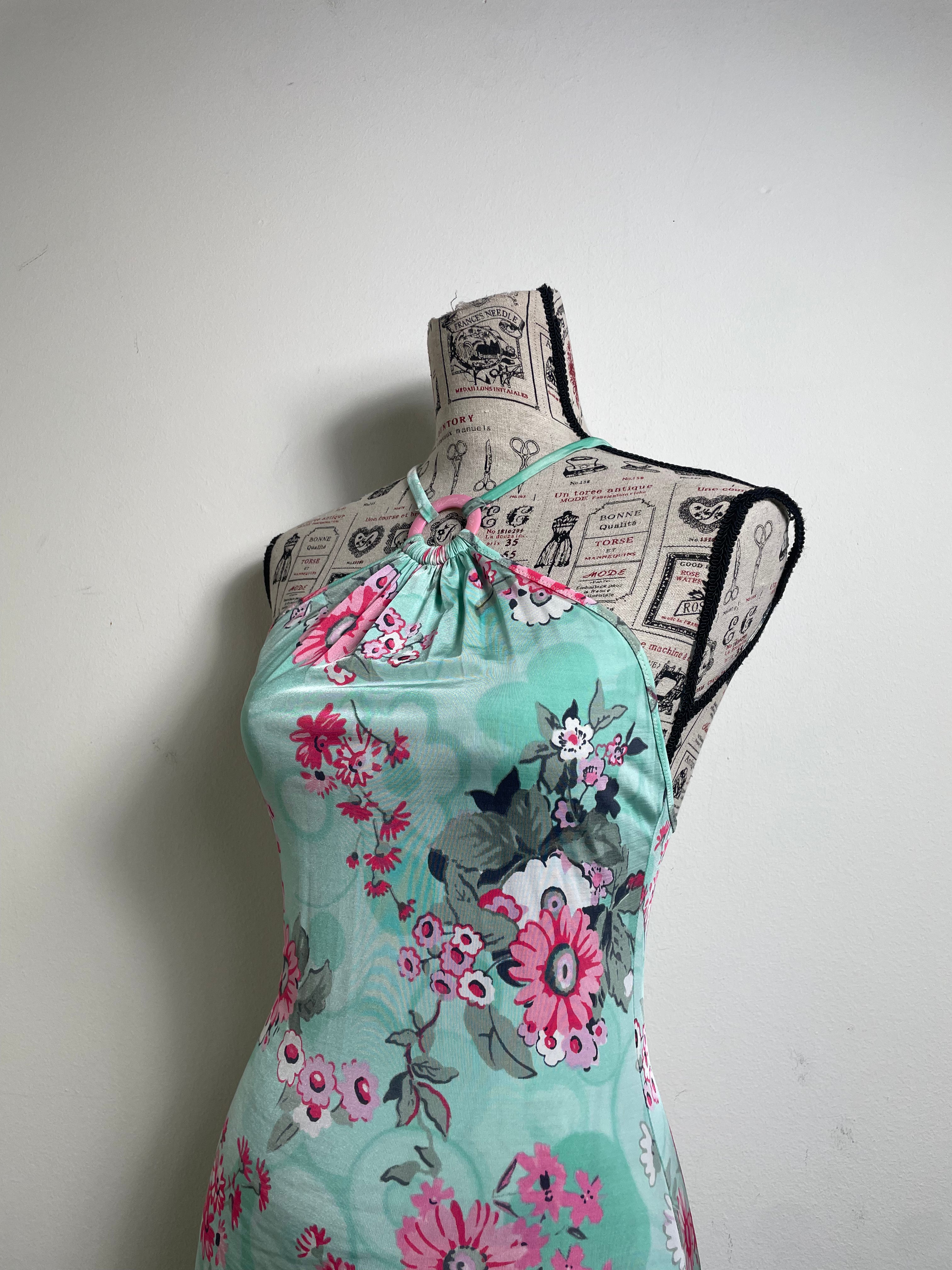 Blumarine Beachwear Halterneck Floral Midi Dress