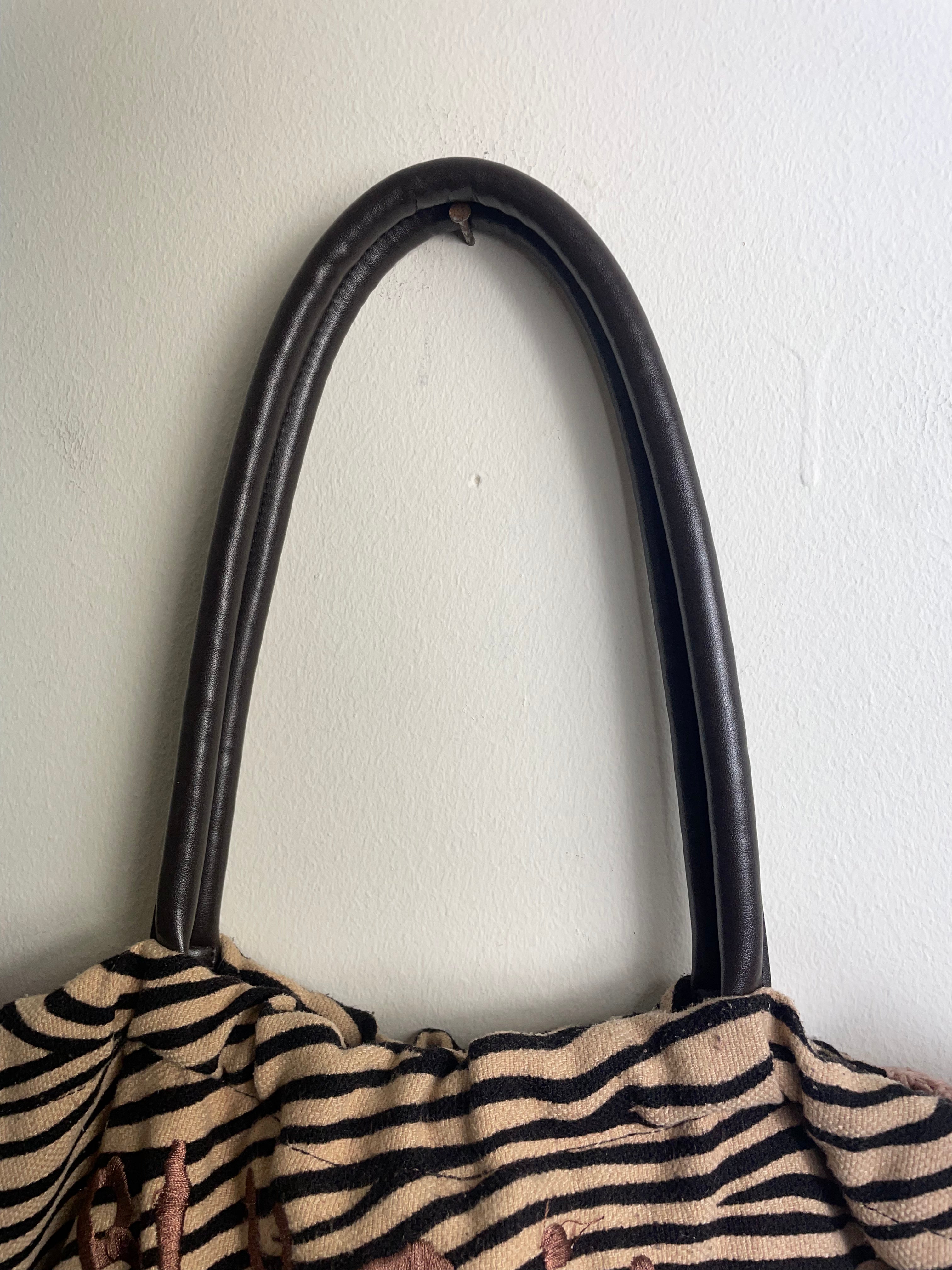Blumarine Blugirl Zebra Print & Velvet Canvas Handbag