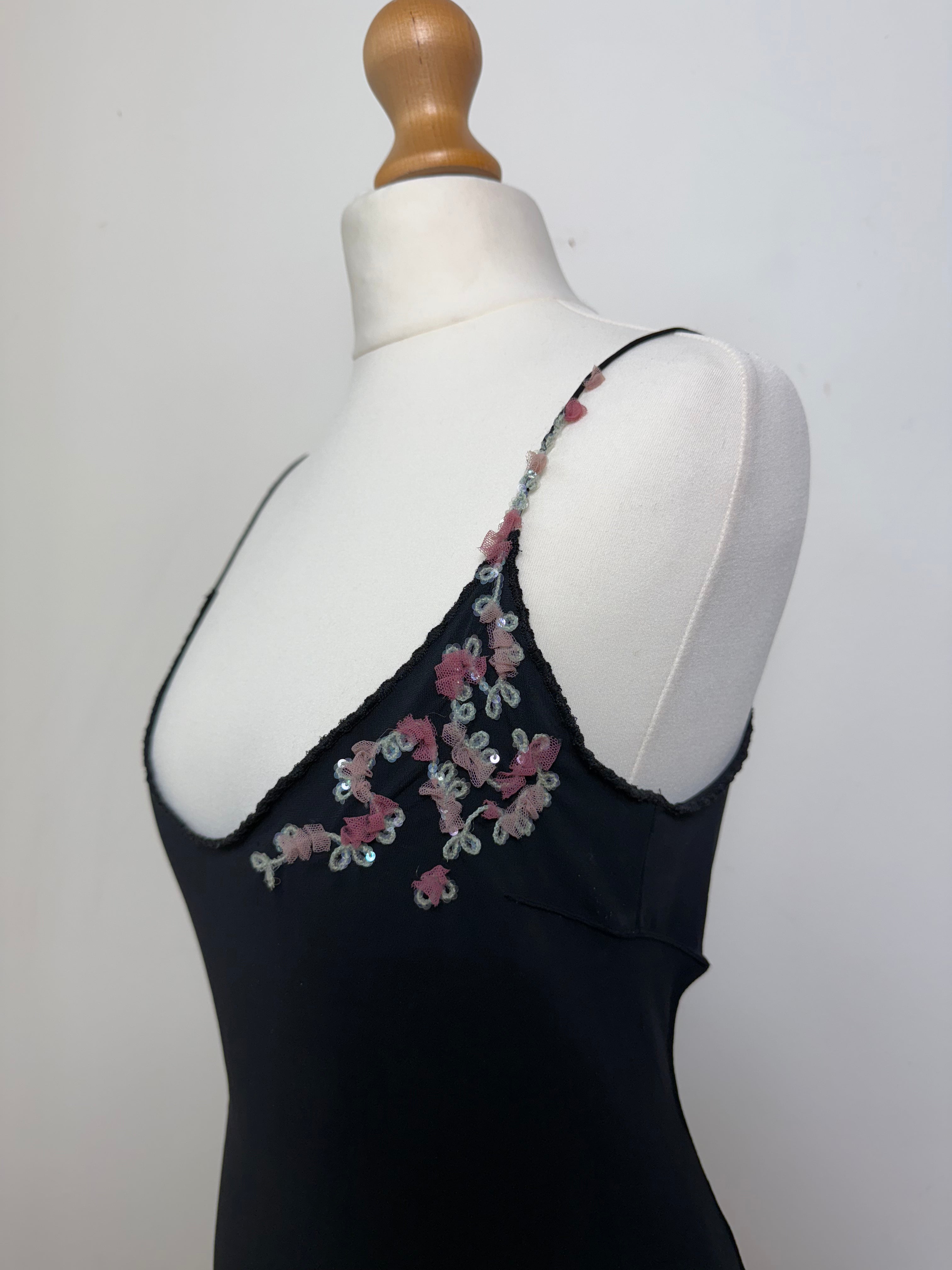 Blumarine Vintage Black Embroidered Cami