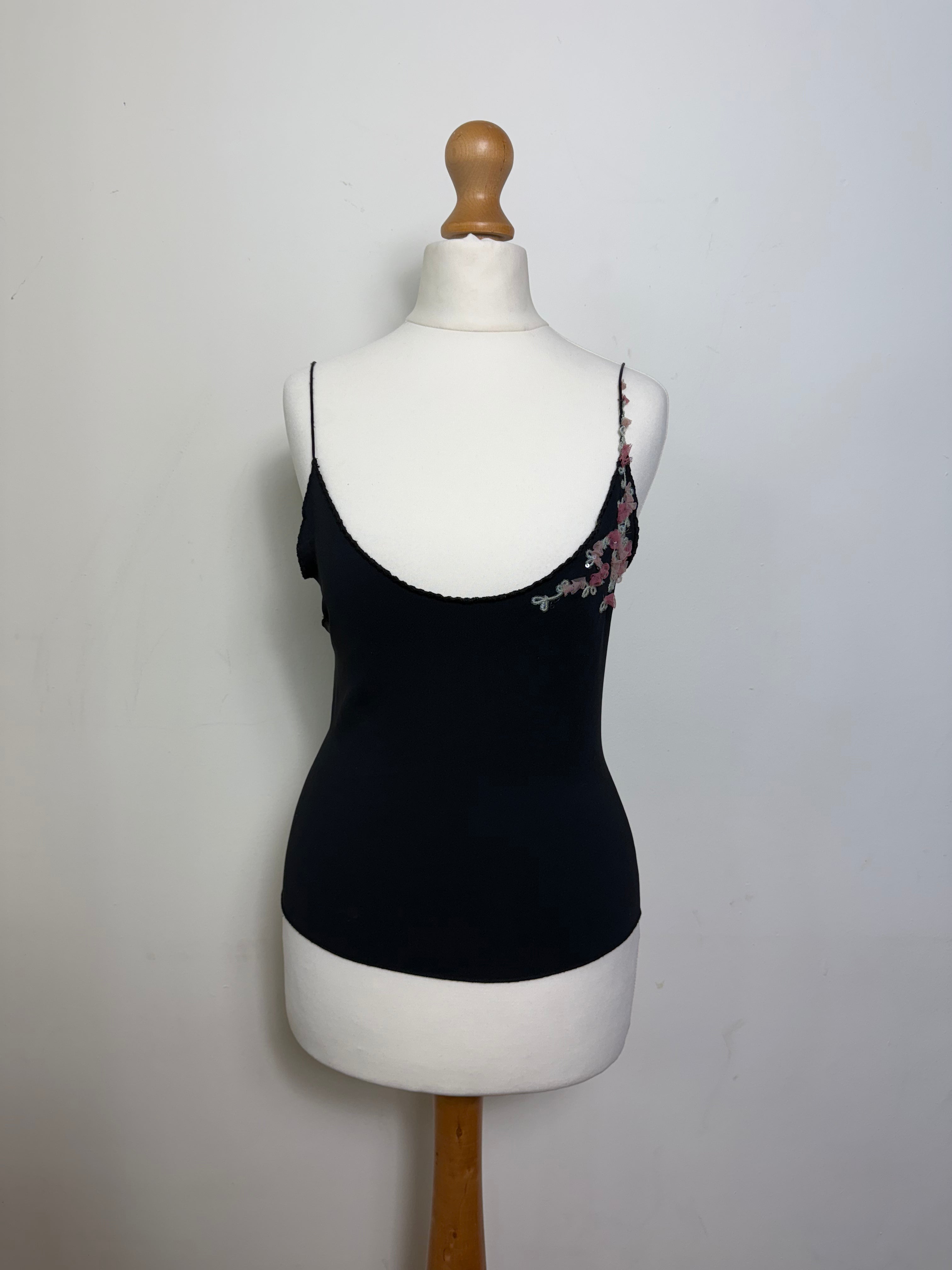 Blumarine Vintage Black Embroidered Cami