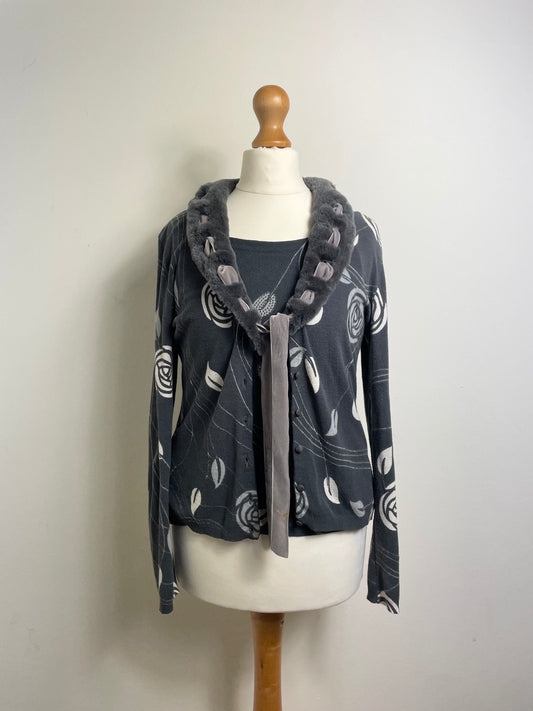Blumarine Vintage Grey Cardigan and Top Twin Set