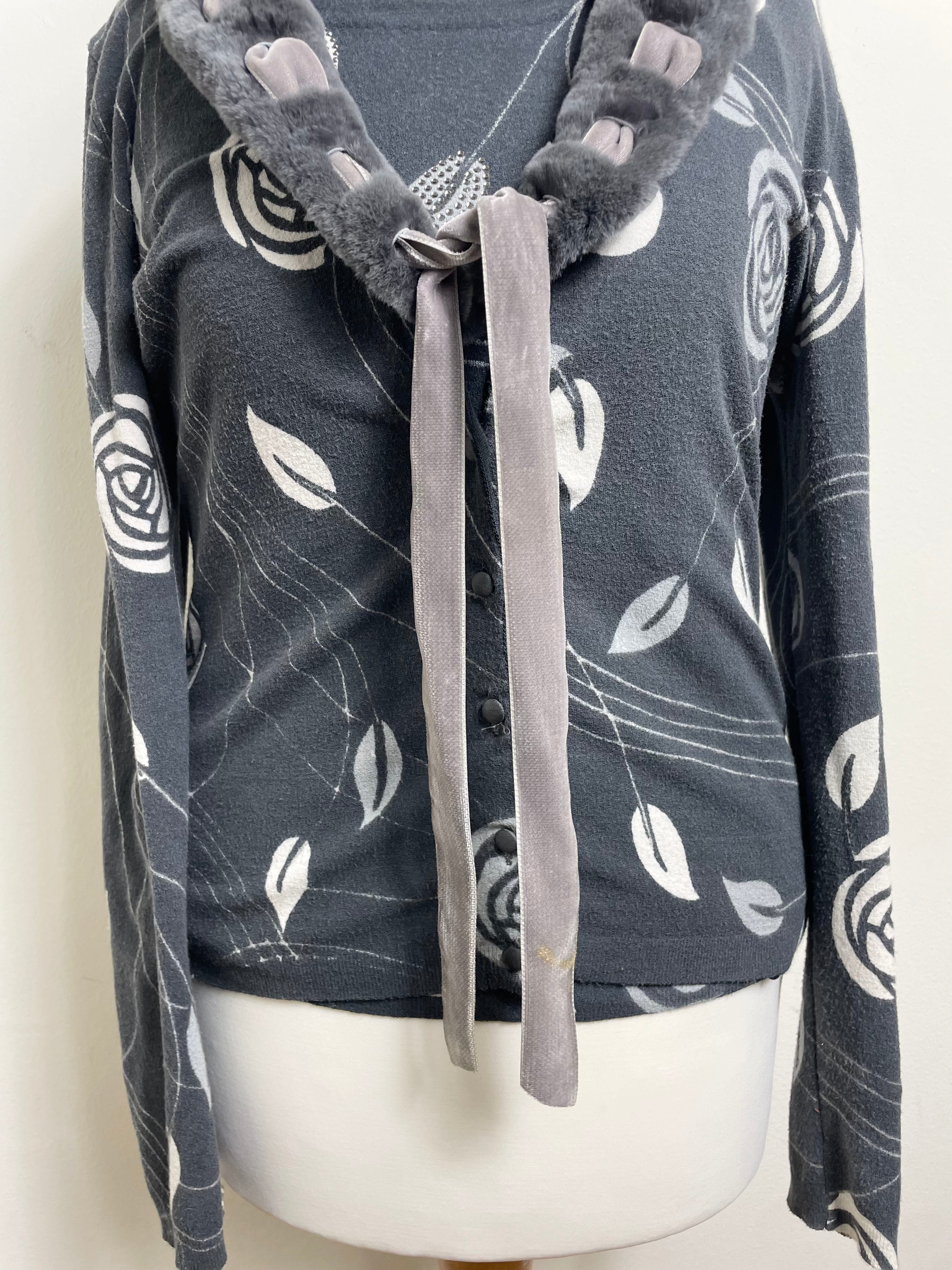Blumarine Vintage Grey Cardigan and Top Twin Set