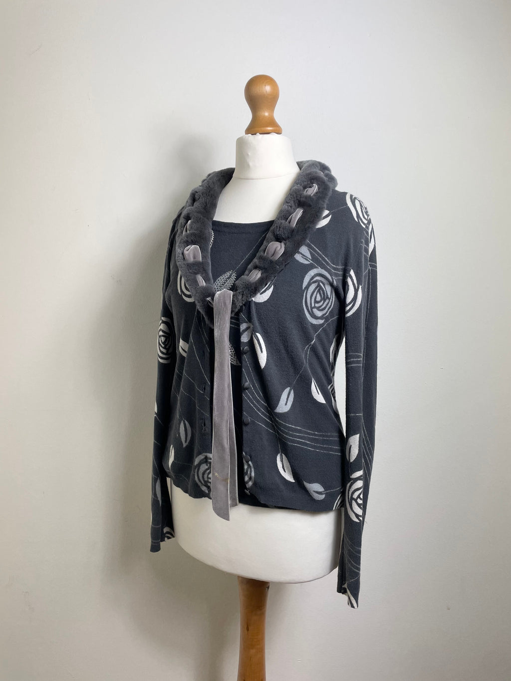 Blumarine Vintage Grey Cardigan and Top Twin Set