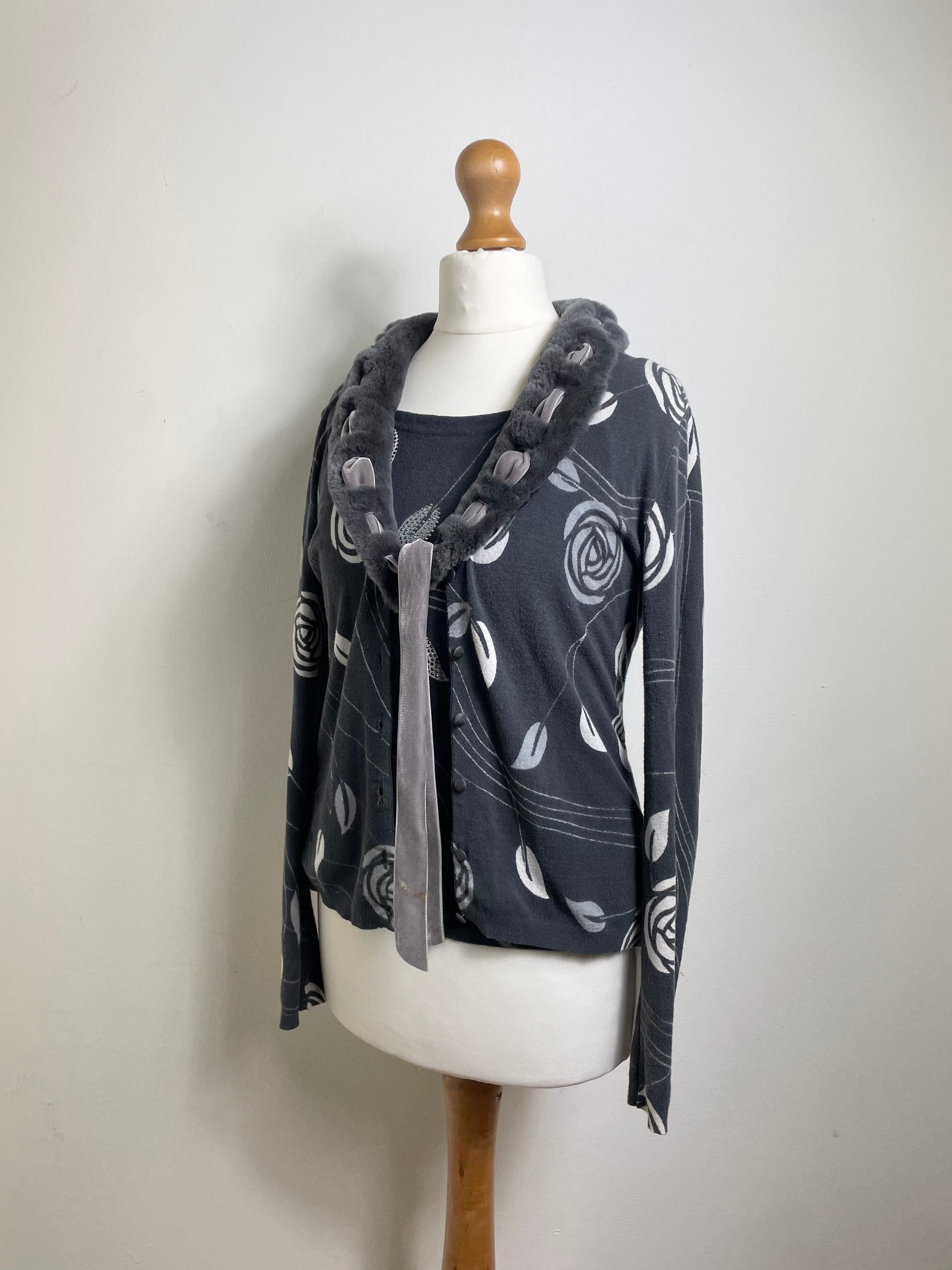 Blumarine Vintage Grey Cardigan and Top Twin Set