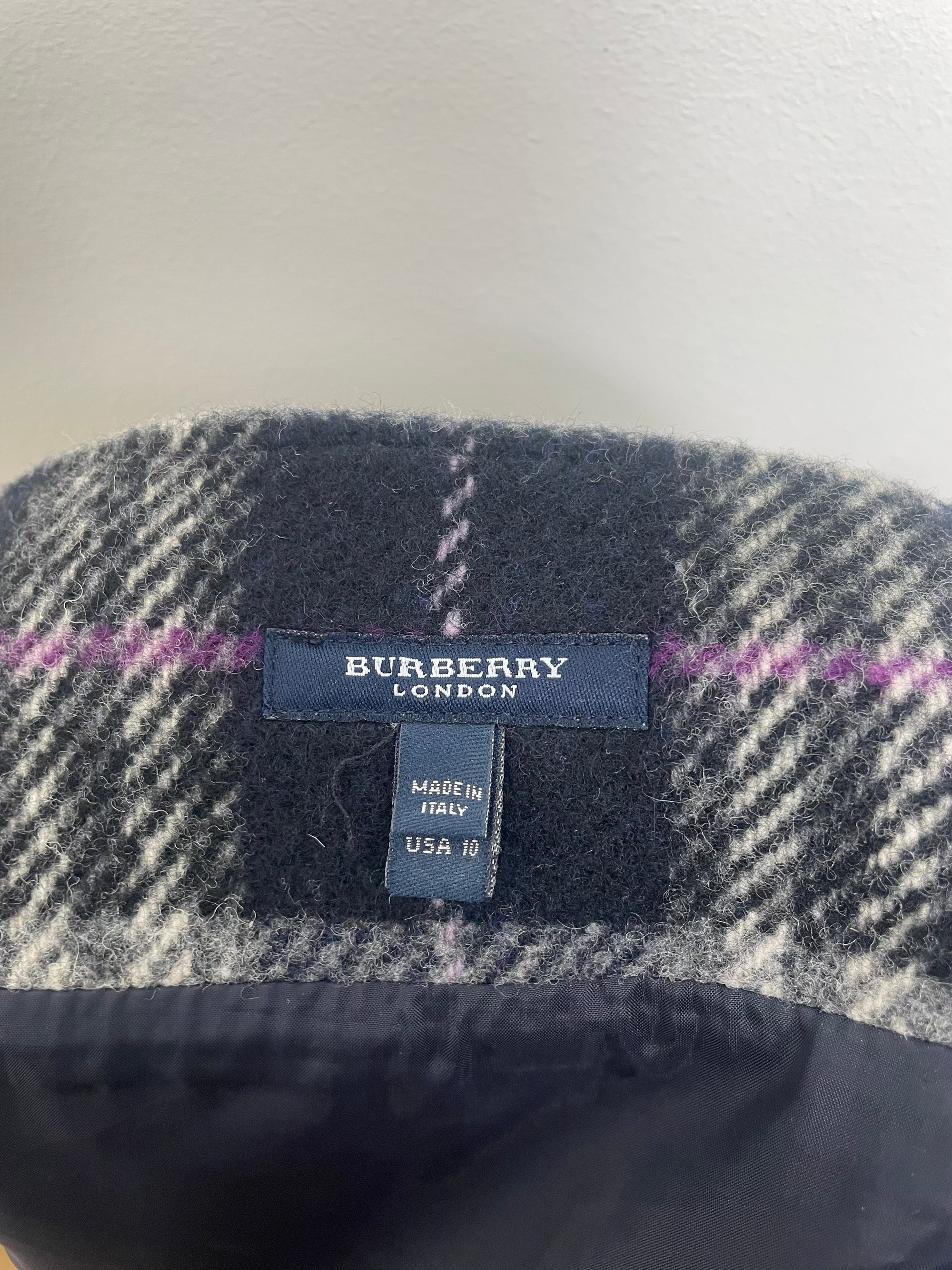 Burberry Checkered Navy Wool Mini Skirt