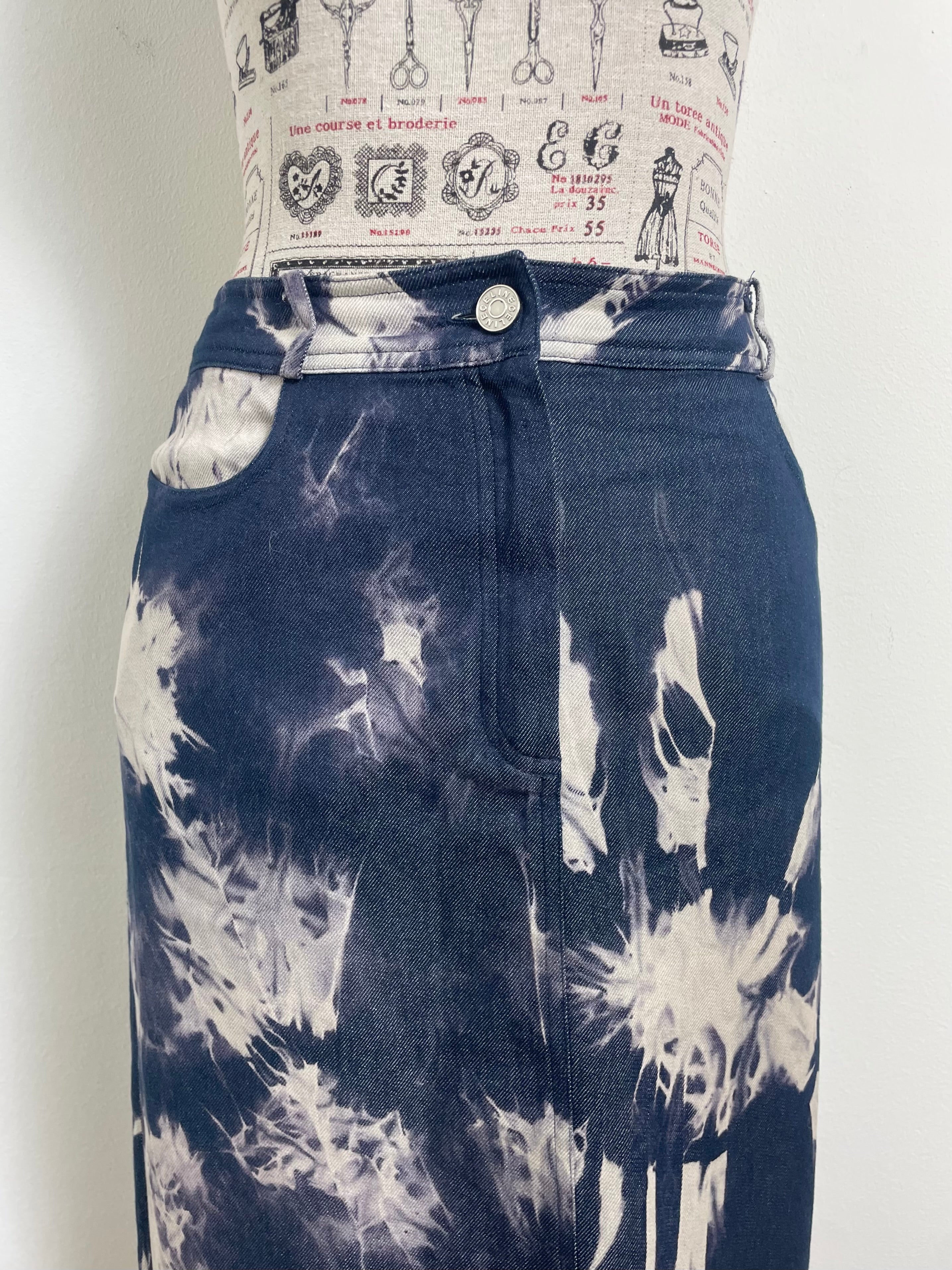 Celine Spring 2000 Vintage Tie Dye Midi Skirt