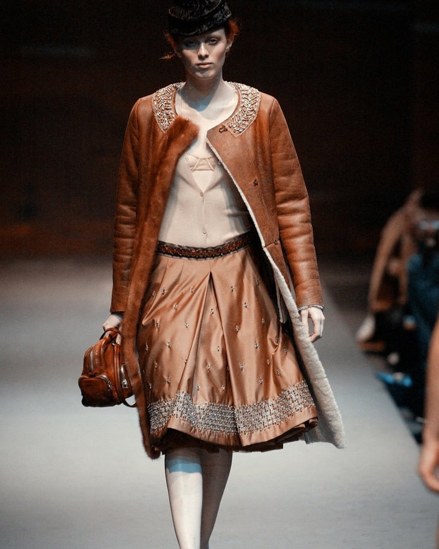 Prada Fall 2004 Vintage Sheepskin Coat with Mink Fur Trims