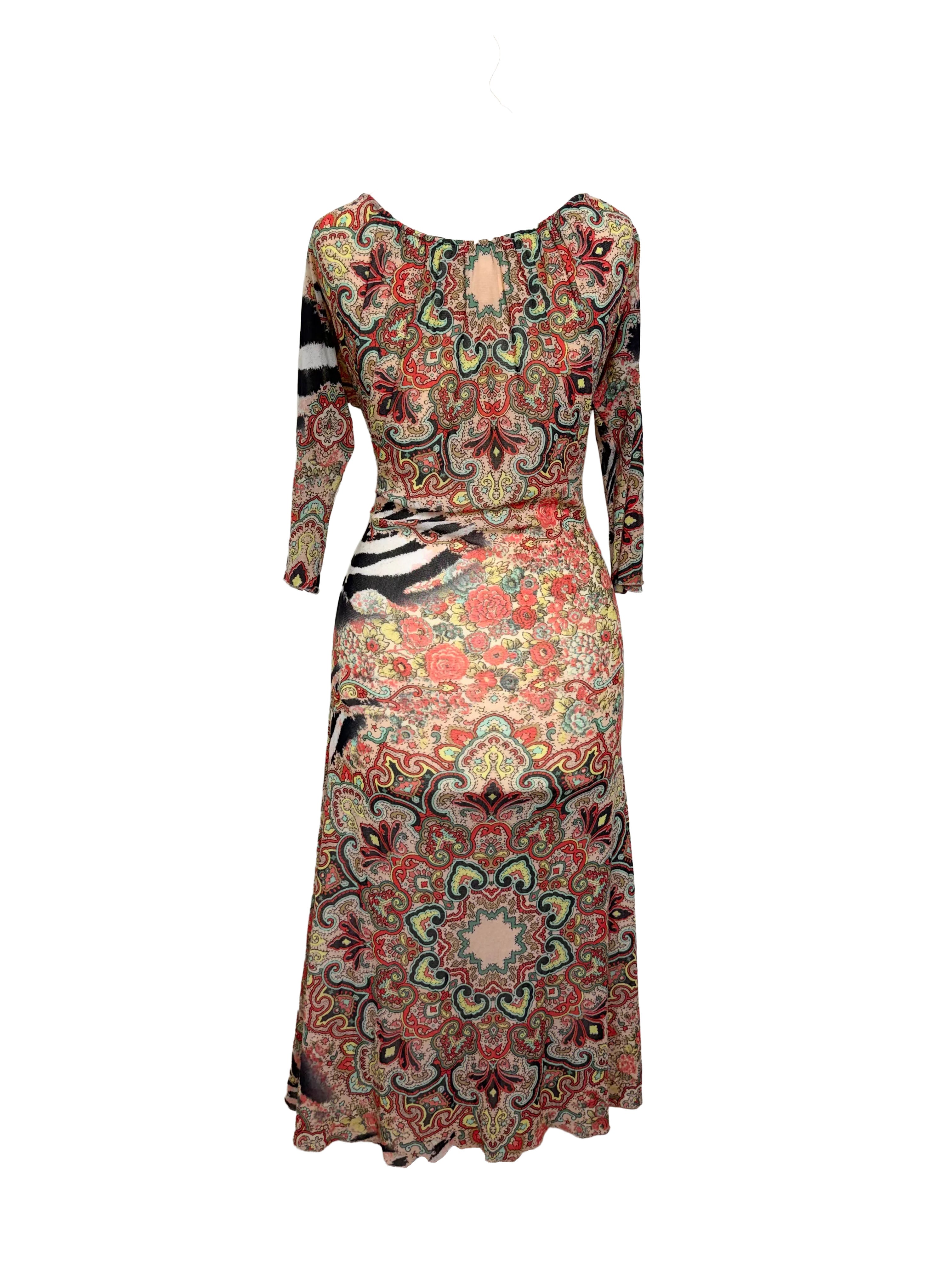 Roberto Cavalli Class Paisley Multicolour Midi Dress