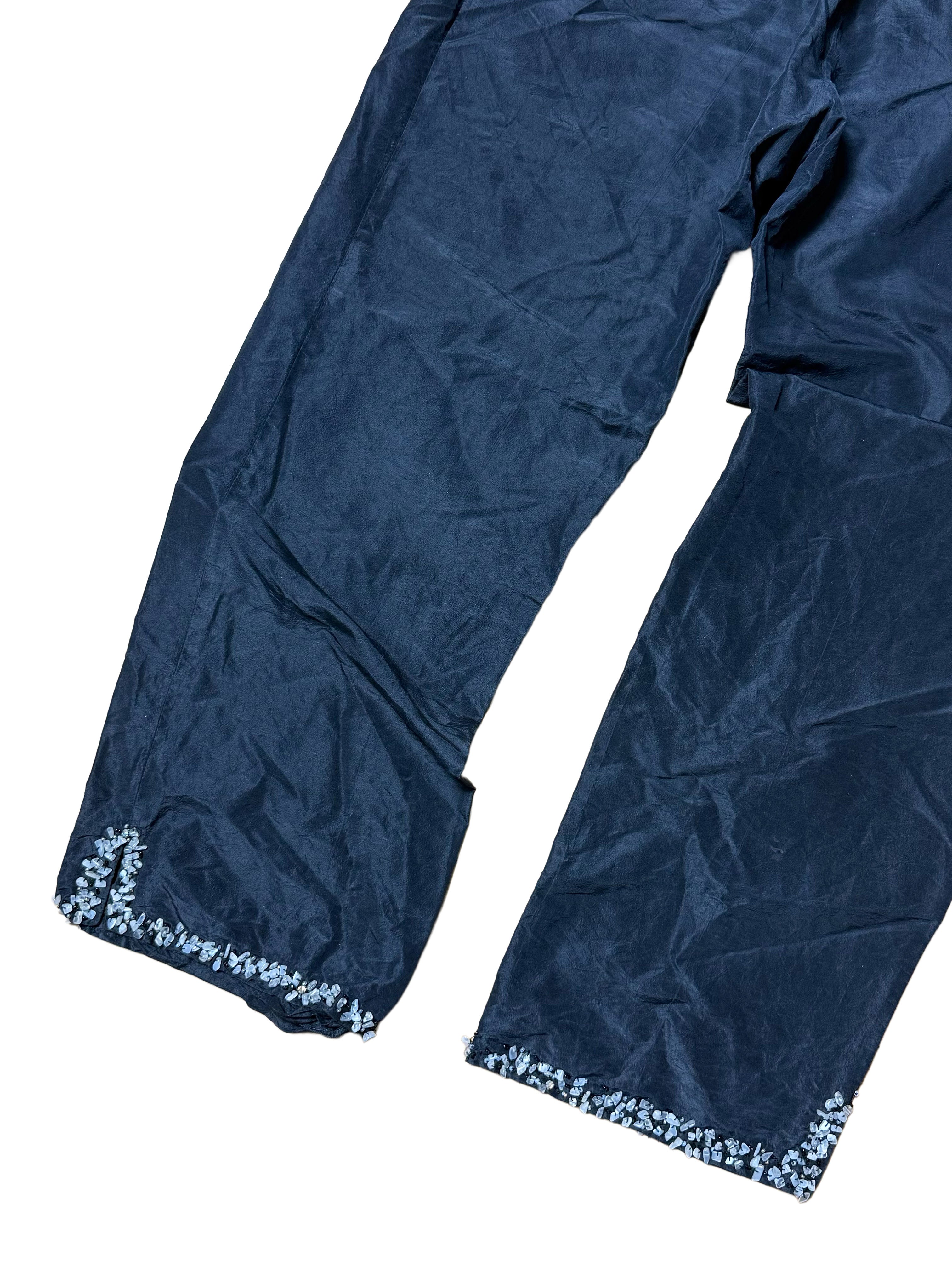 Blumarine Cropped Silk Embelished Trousers