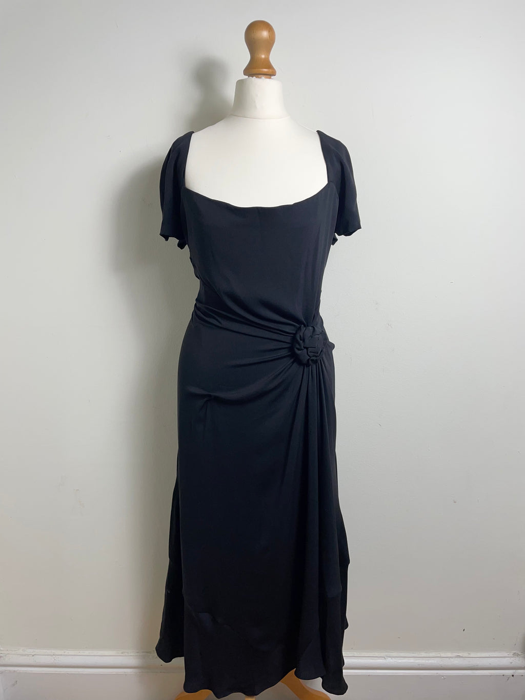 Celine Vintage Black Silk Midi Dress