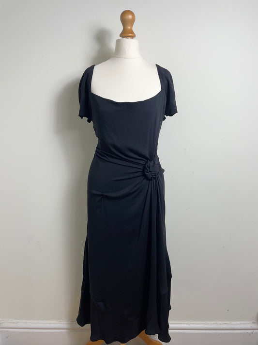 Celine Vintage Black Silk Midi Dress