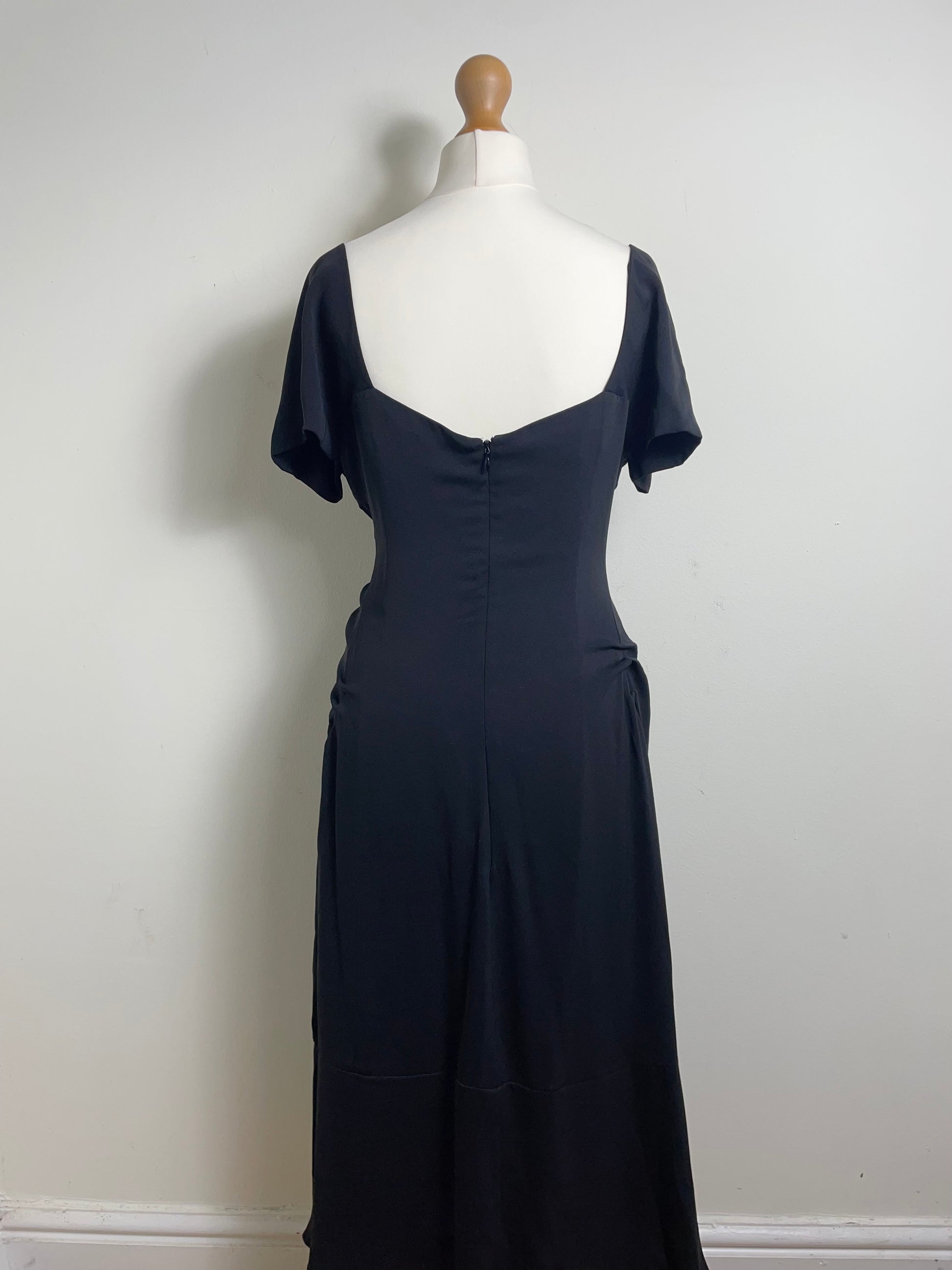 Celine Vintage Black Silk Midi Dress