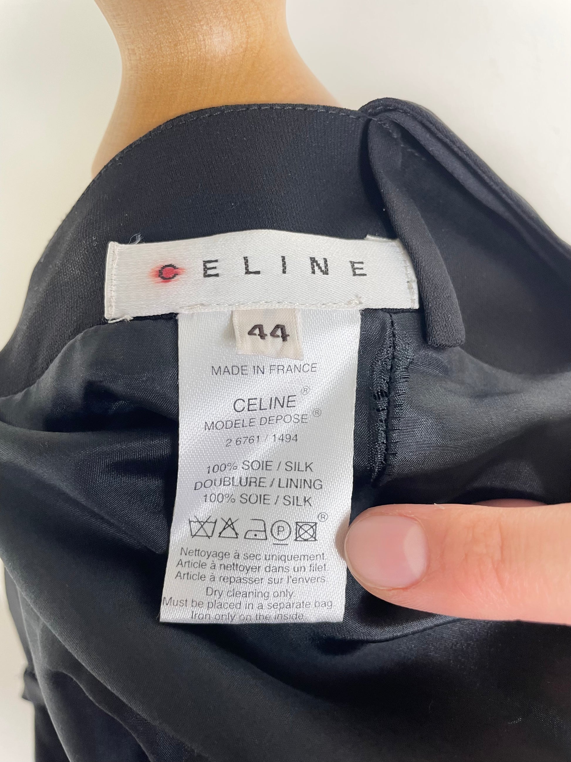 Celine Vintage Black Silk Midi Dress