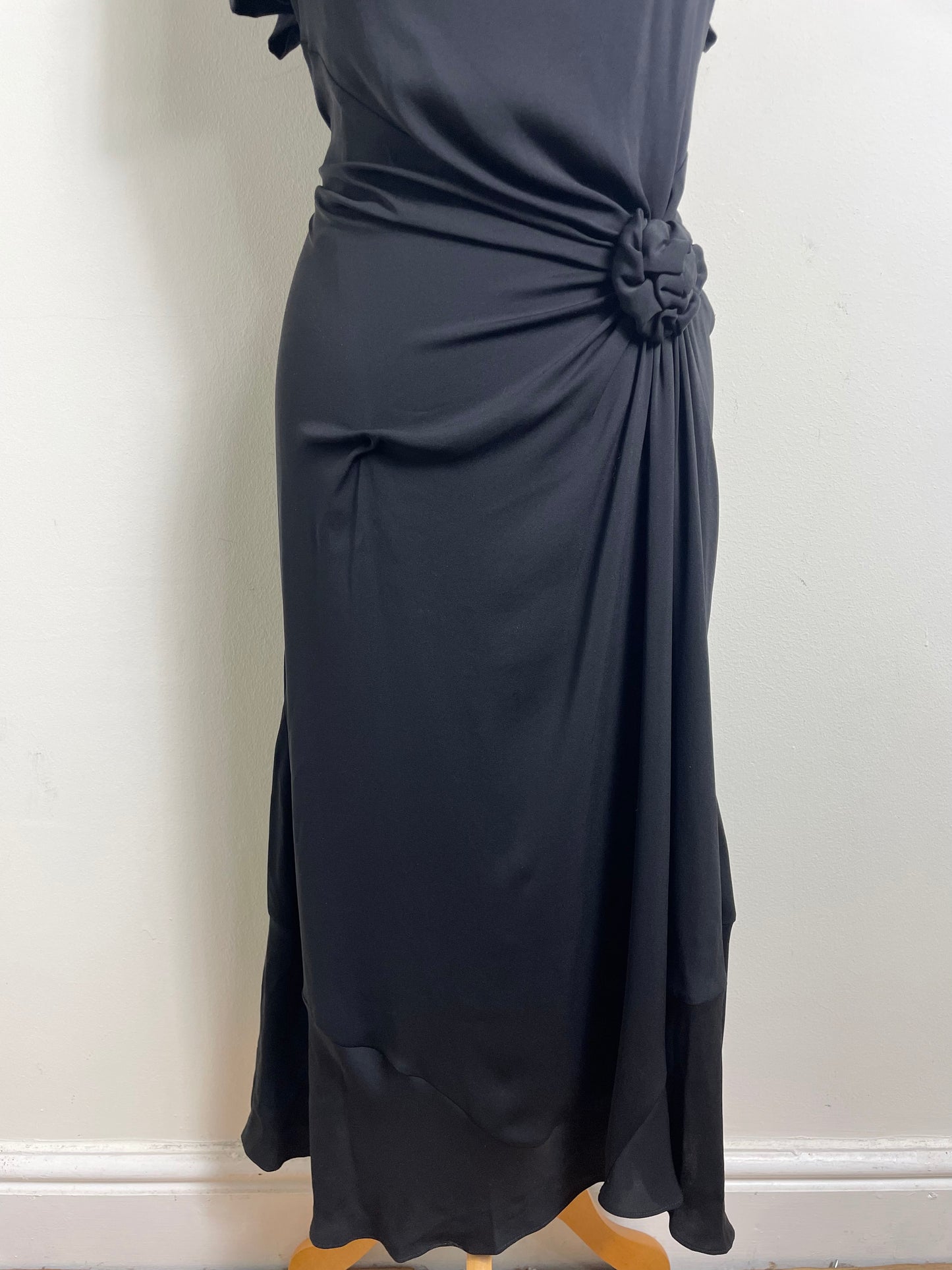 Celine Vintage Black Silk Midi Dress