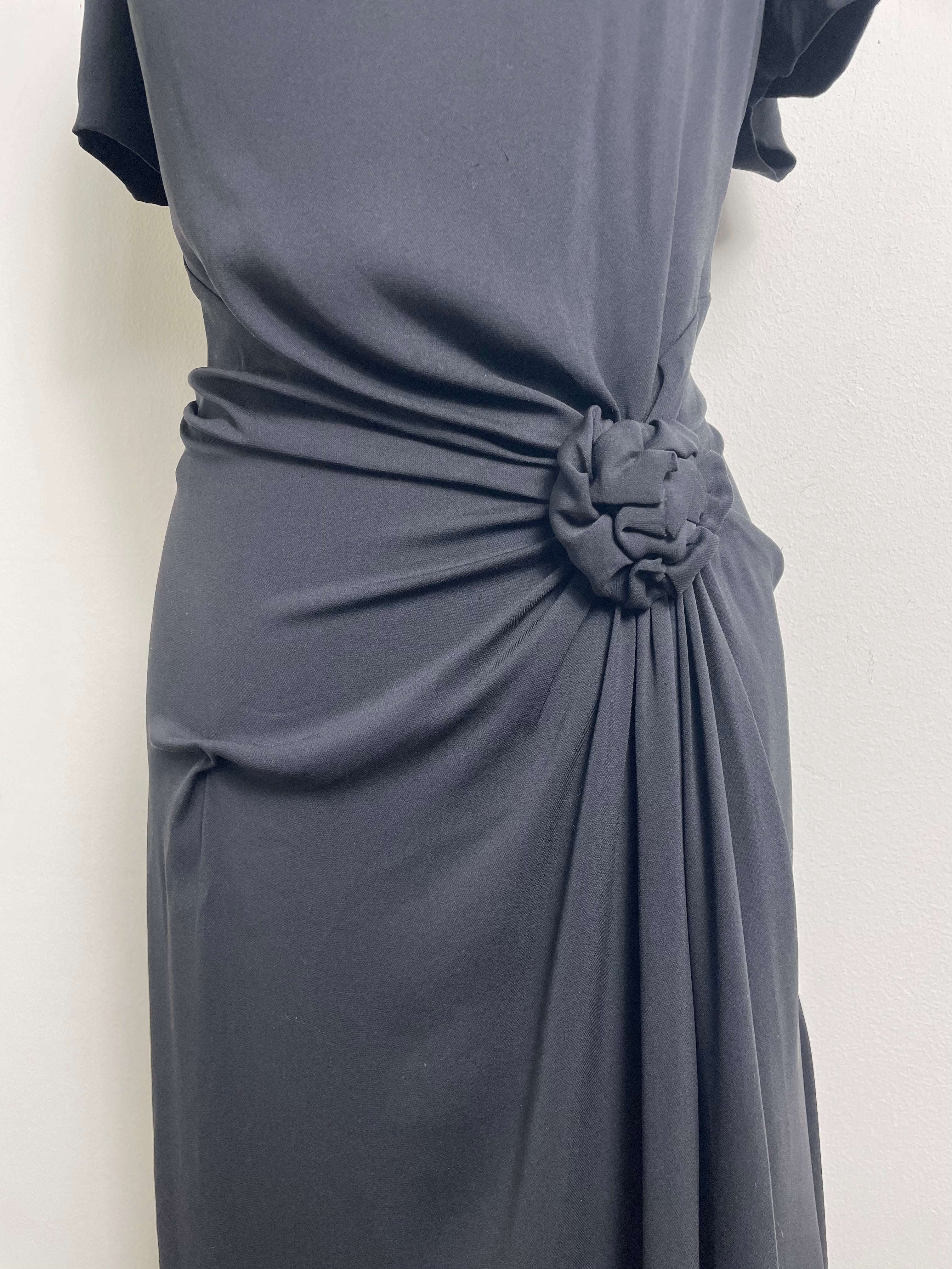 Celine Vintage Black Silk Midi Dress