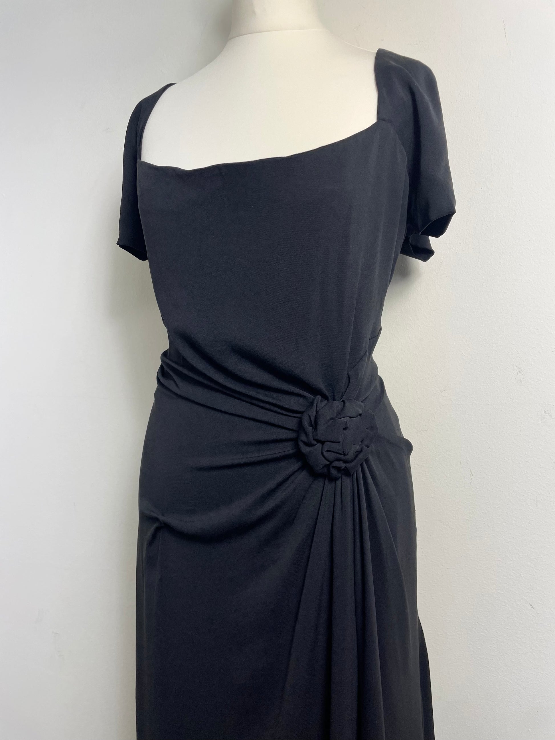 Celine Vintage Black Silk Midi Dress