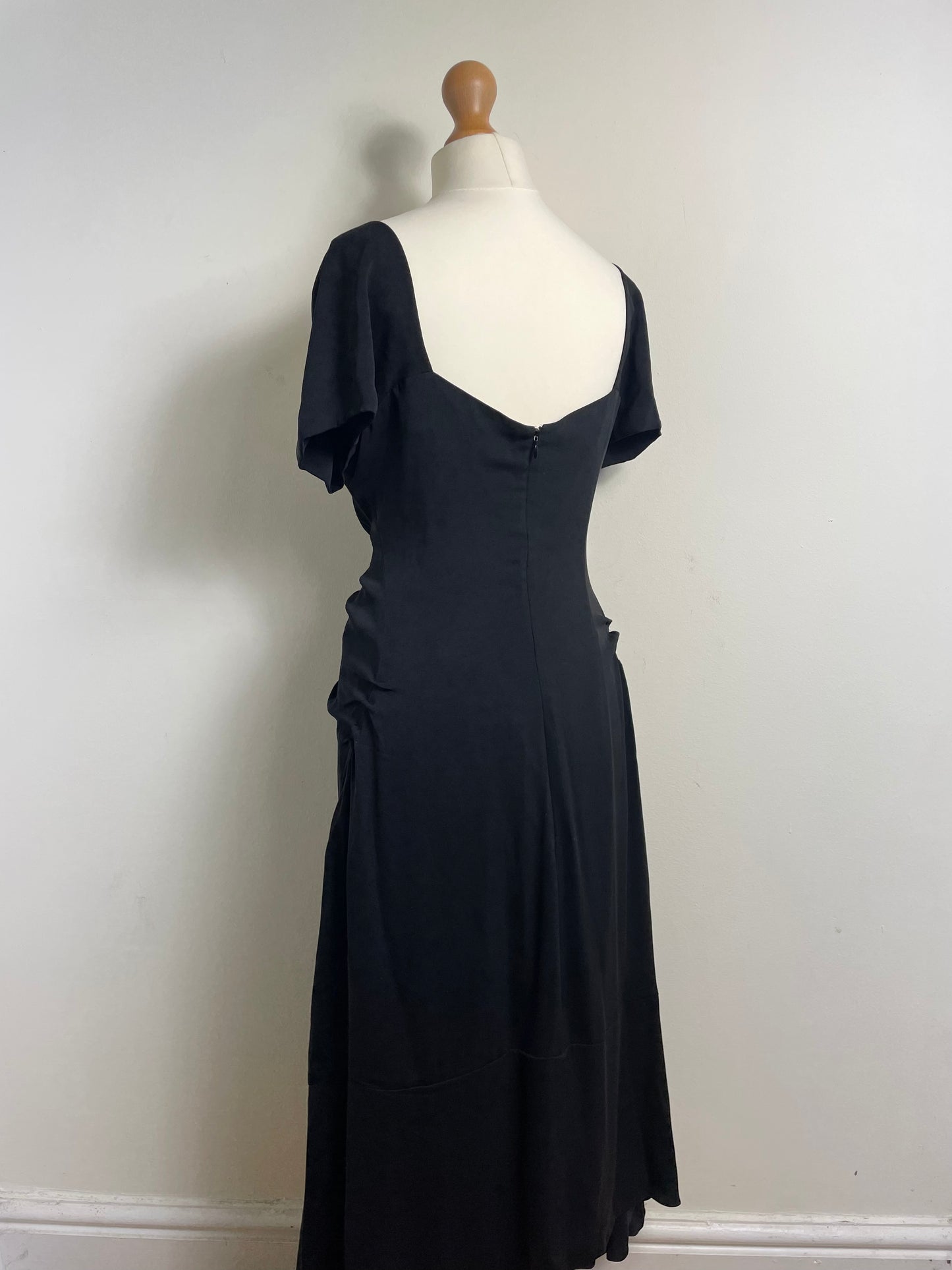 Celine Vintage Black Silk Midi Dress