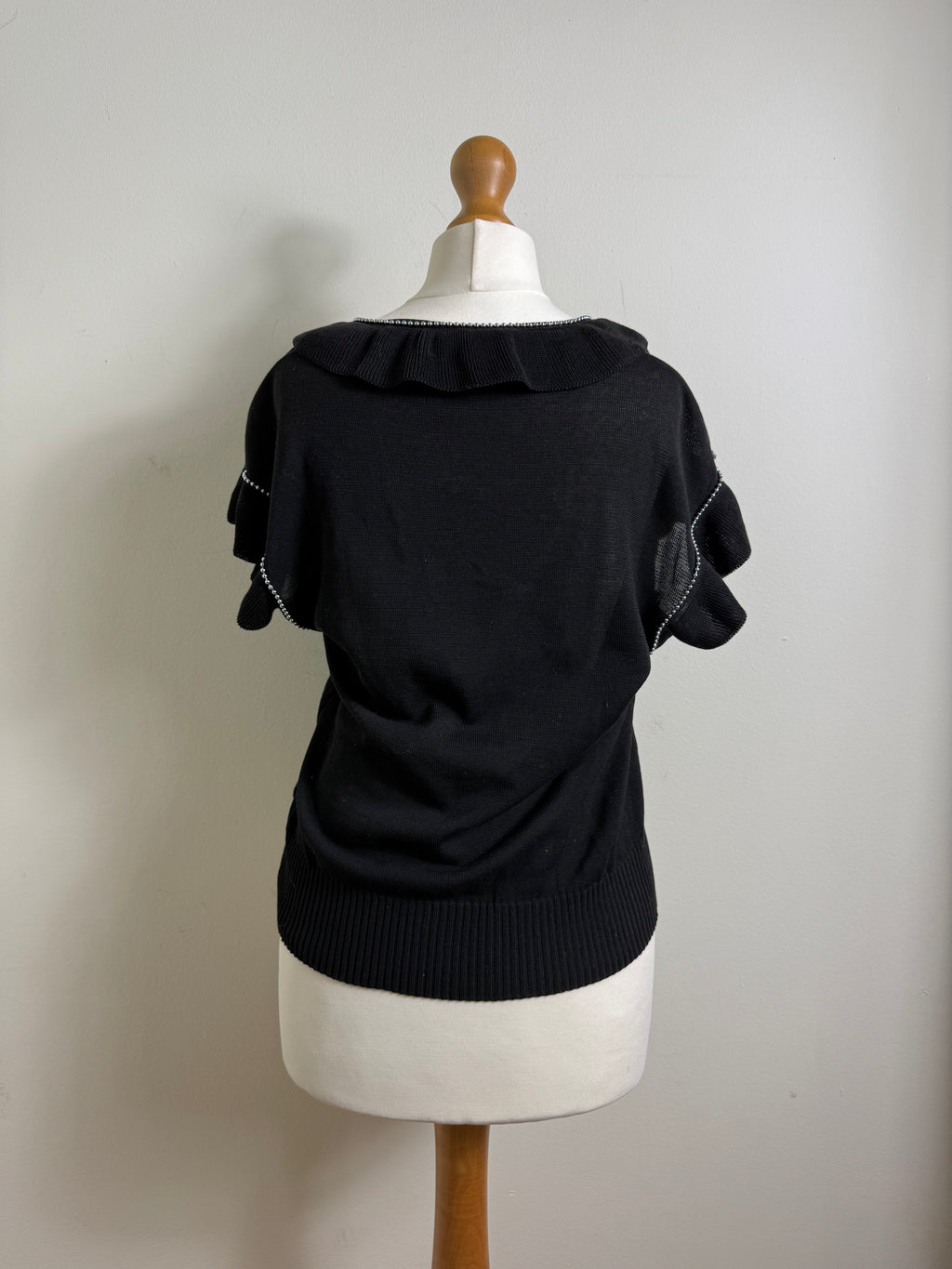 Chloé Vintage Knit Ruffle Black Top