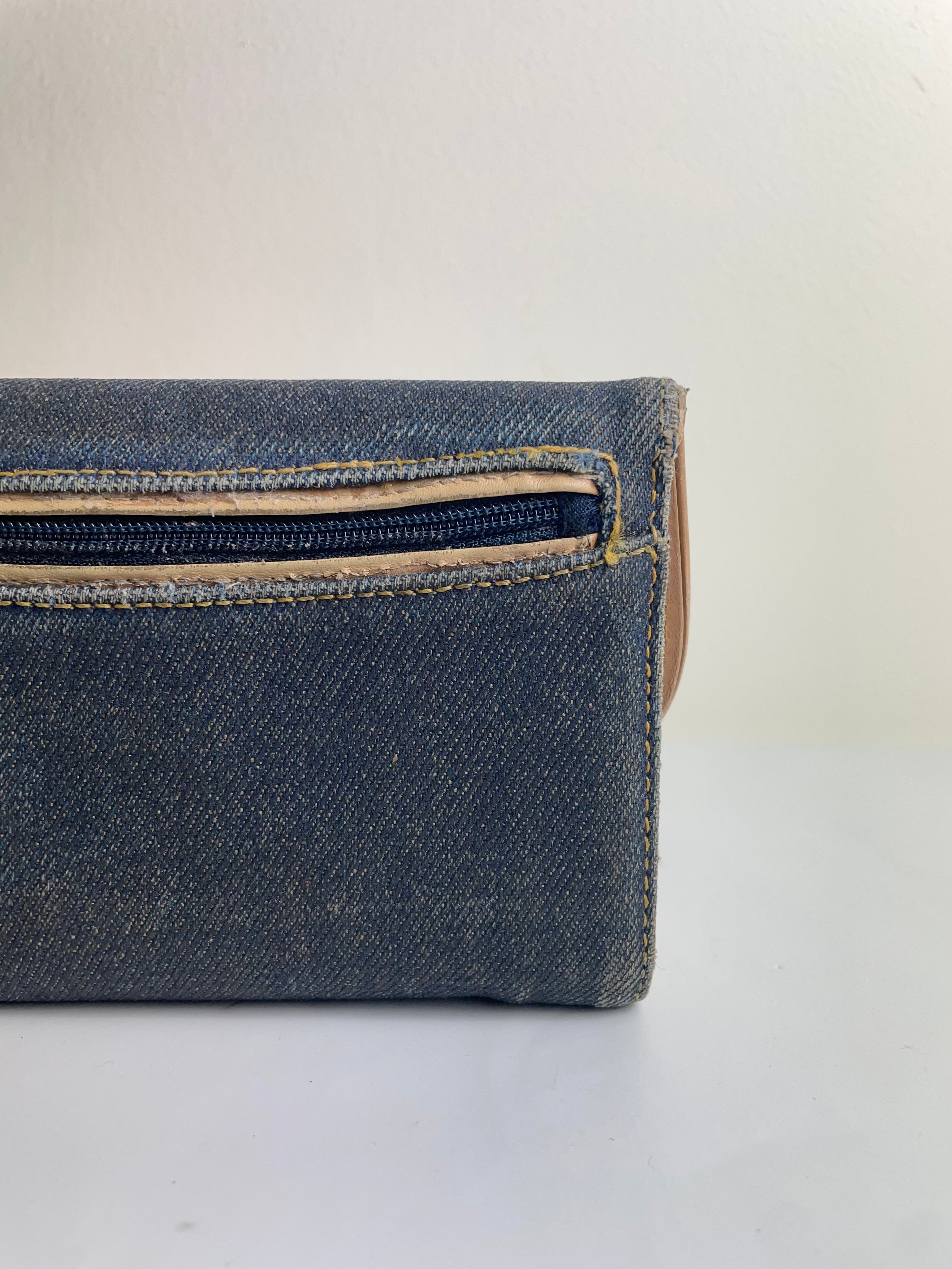 Christian Dior 2001 Vintage Denim Saddle Trifold Wallet