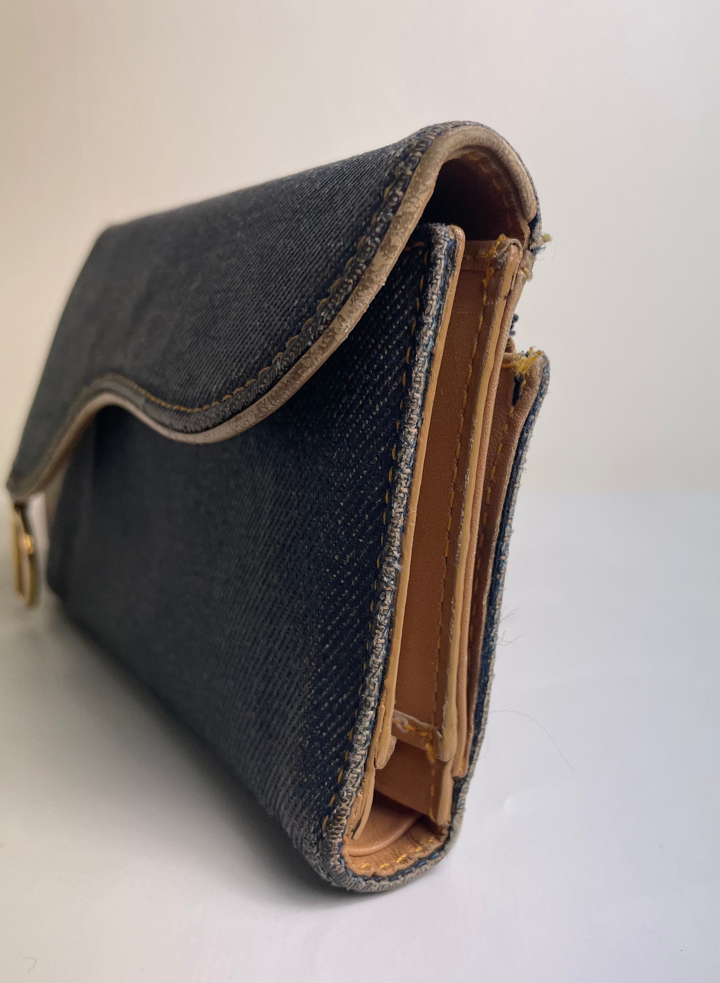 Christian Dior 2001 Vintage Denim Saddle Trifold Wallet