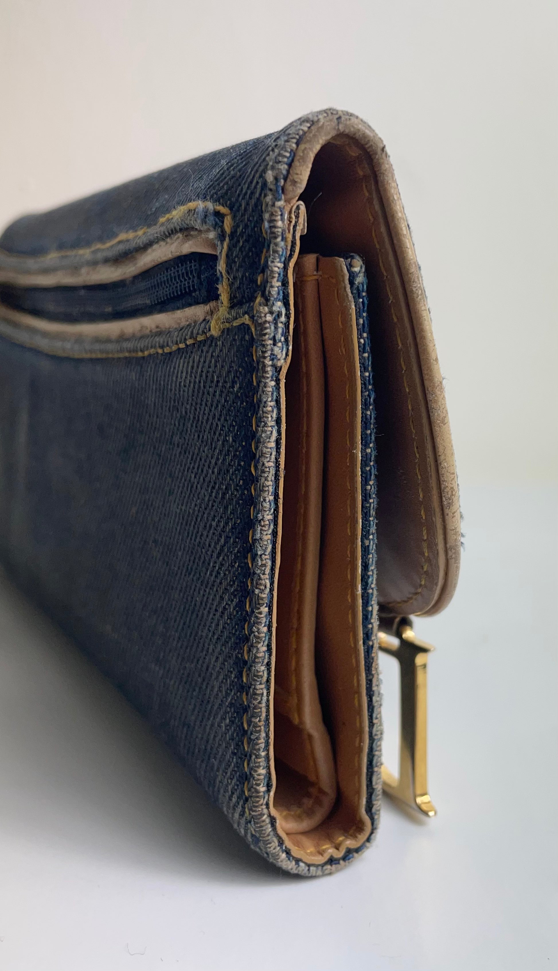 Christian Dior 2001 Vintage Denim Saddle Trifold Wallet