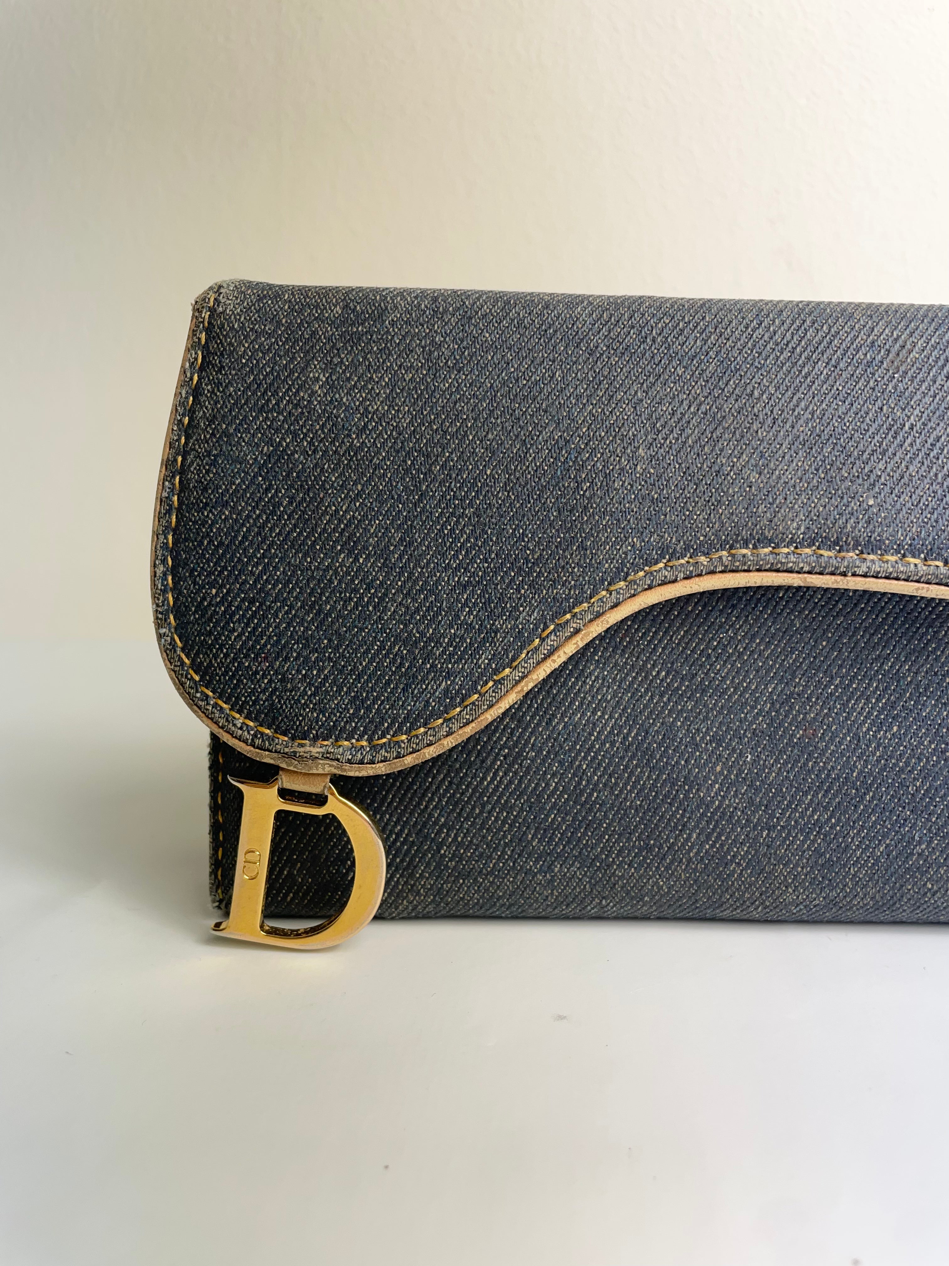 Christian Dior 2001 Vintage Denim Saddle Trifold Wallet