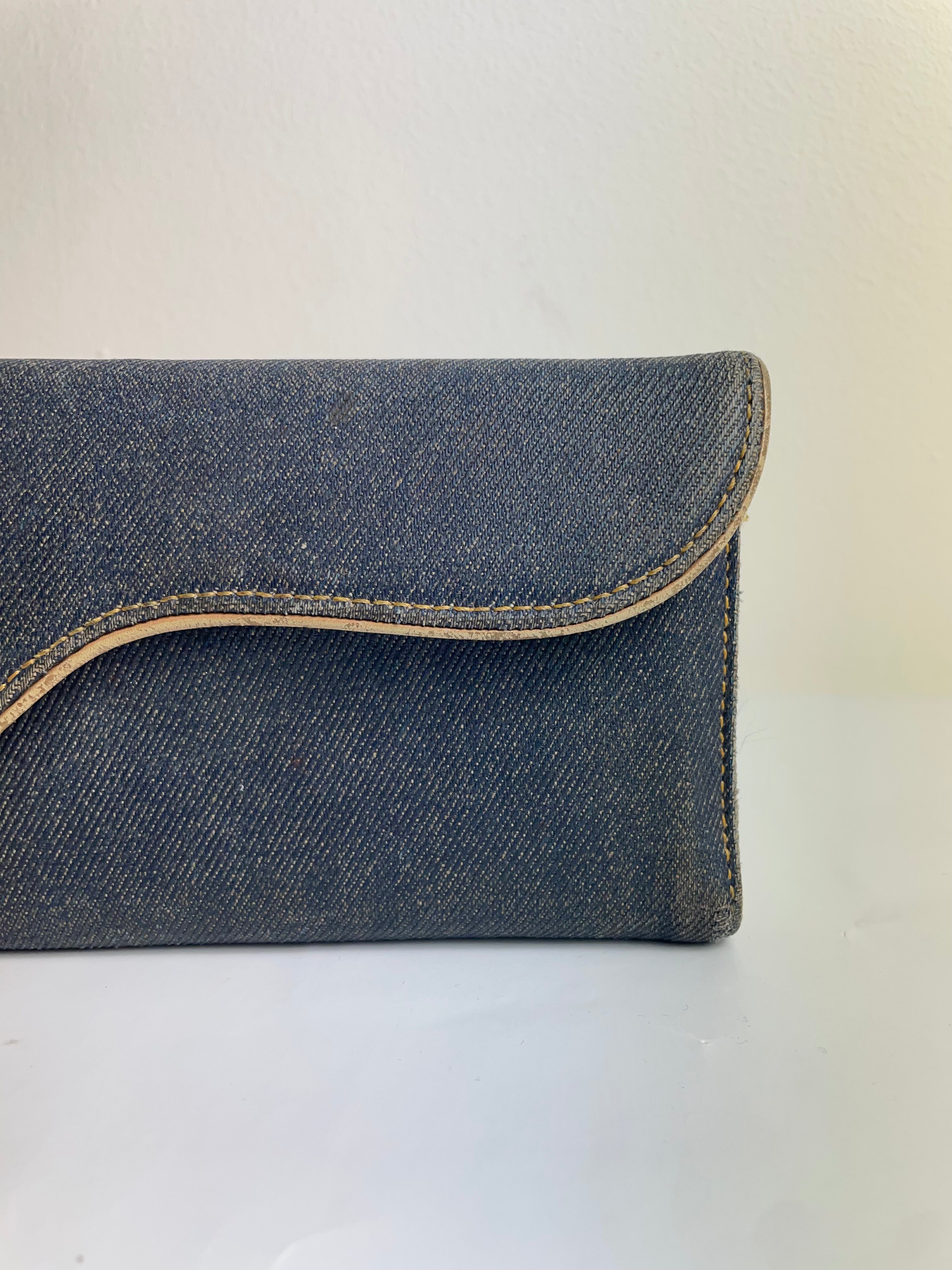Christian Dior 2001 Vintage Denim Saddle Trifold Wallet