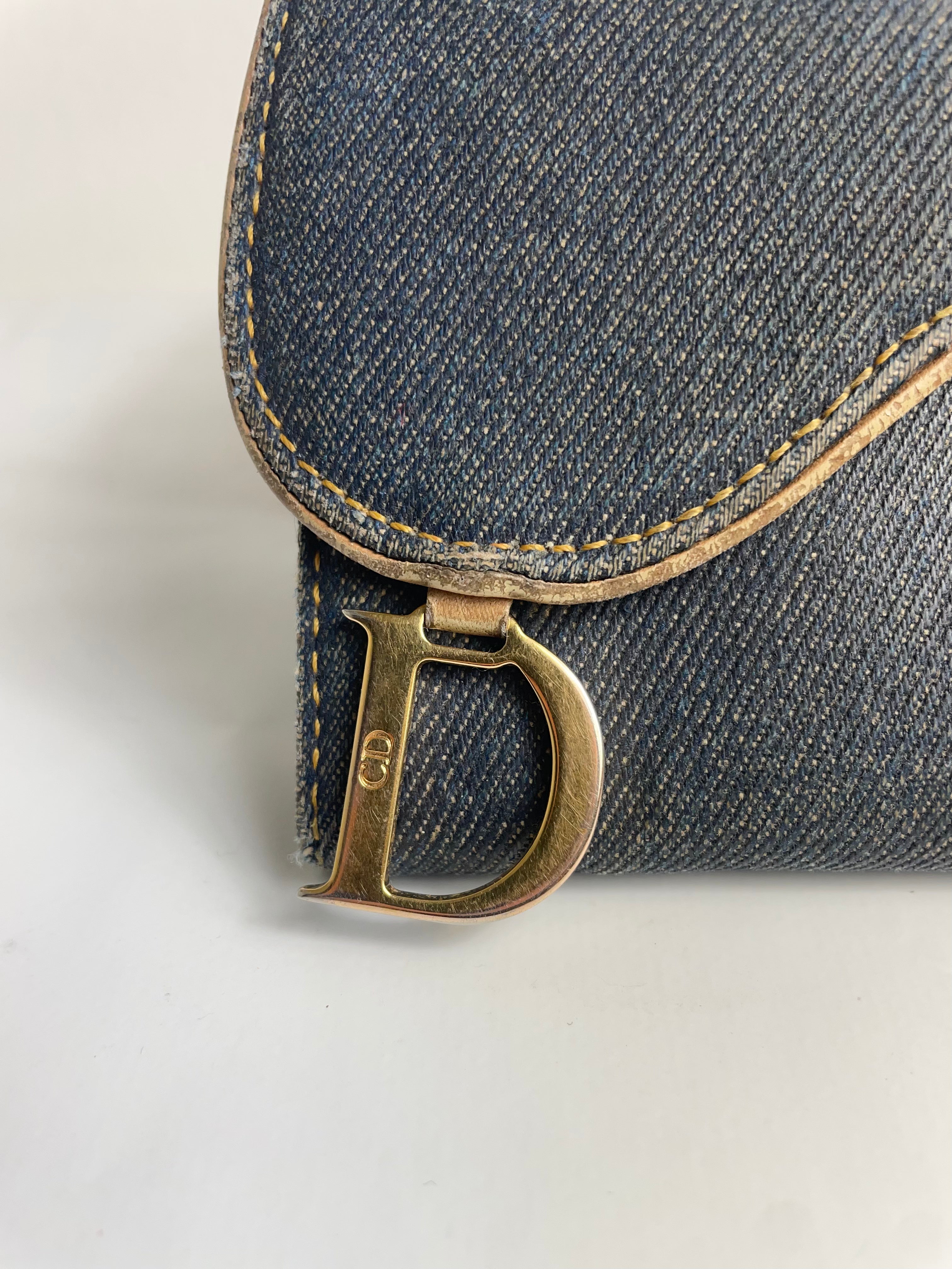 Christian Dior 2001 Vintage Denim Saddle Trifold Wallet