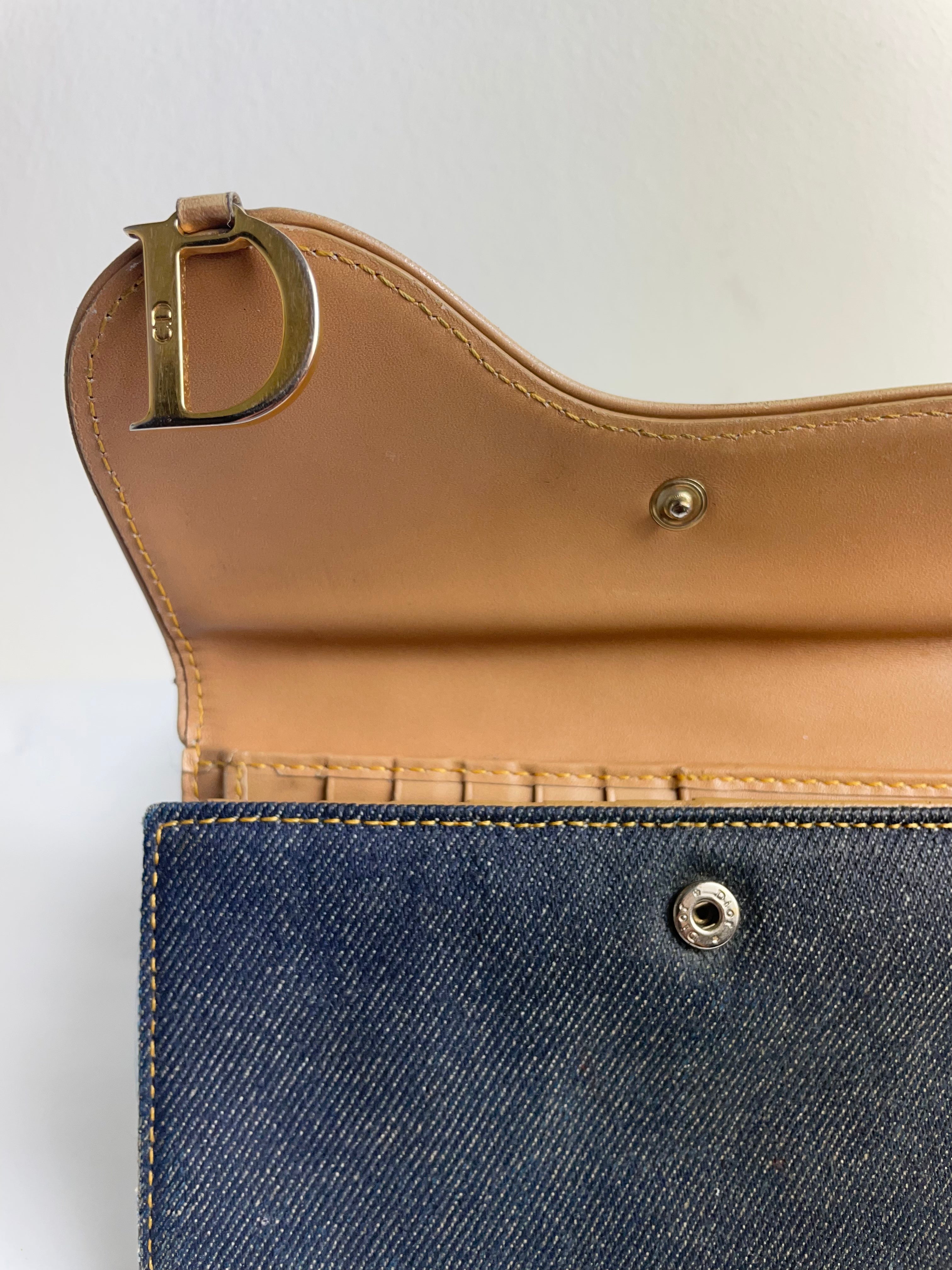 Christian Dior 2001 Vintage Denim Saddle Trifold Wallet