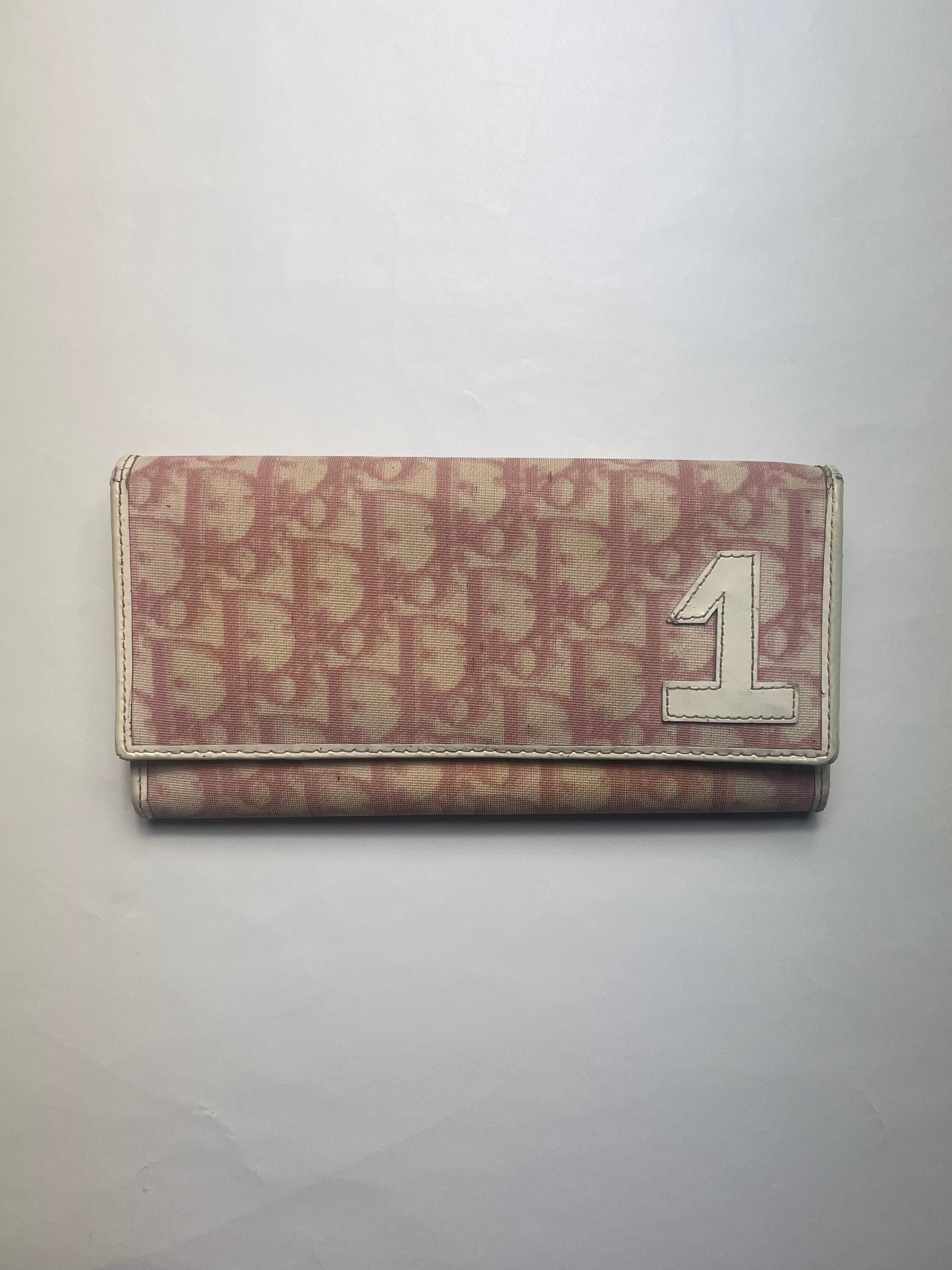 Christian Dior Pink '1' Monogram Canvas Purse / Wallet