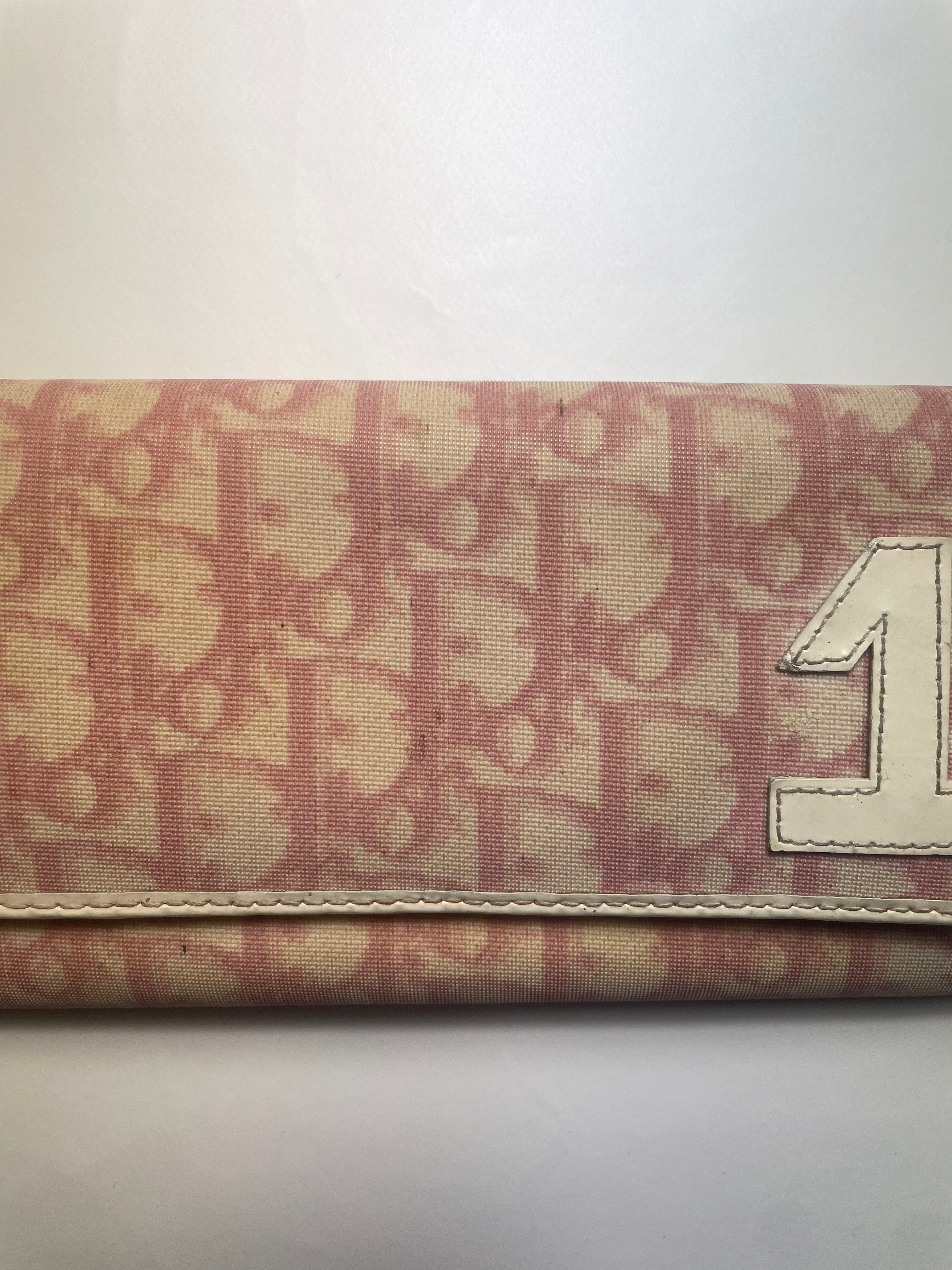 Christian Dior Pink '1' Monogram Canvas Purse / Wallet