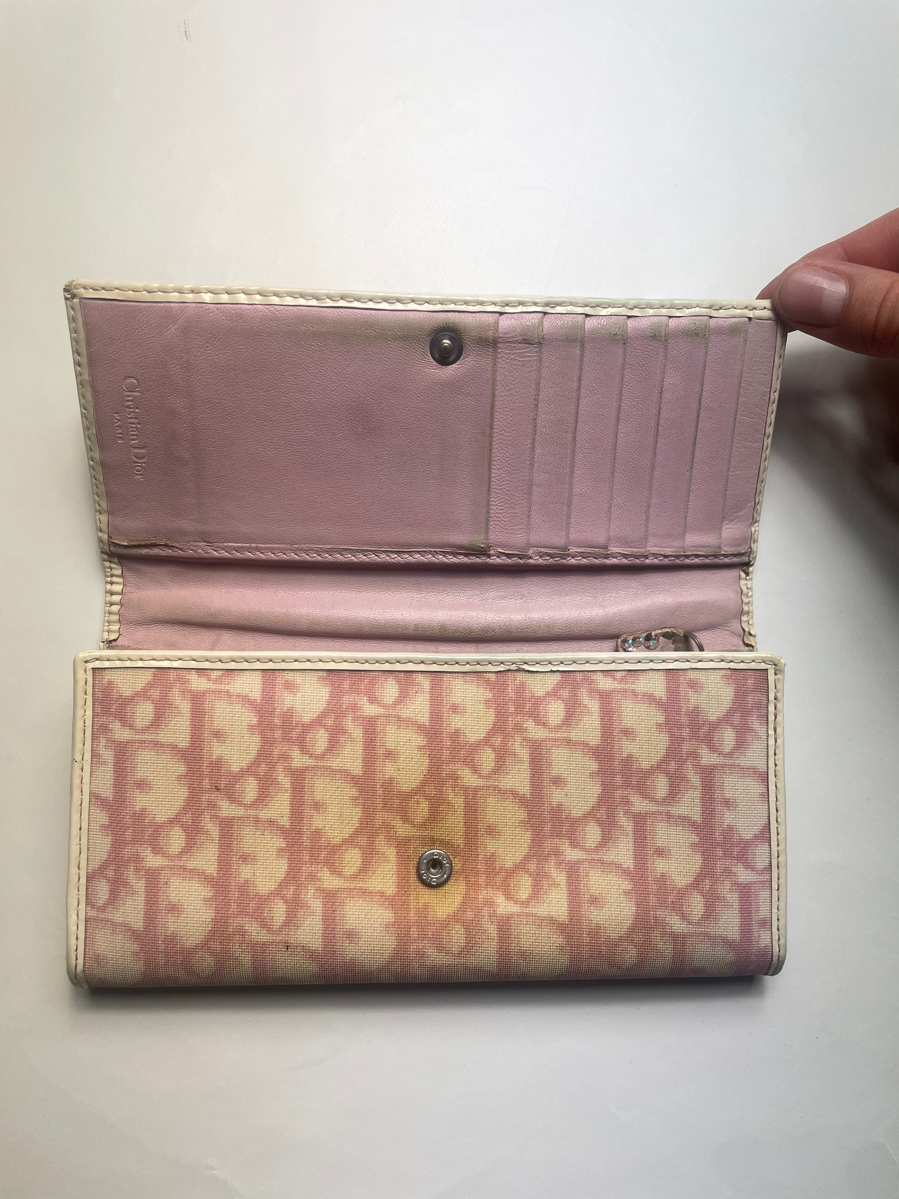 Christian Dior Pink '1' Monogram Canvas Purse / Wallet