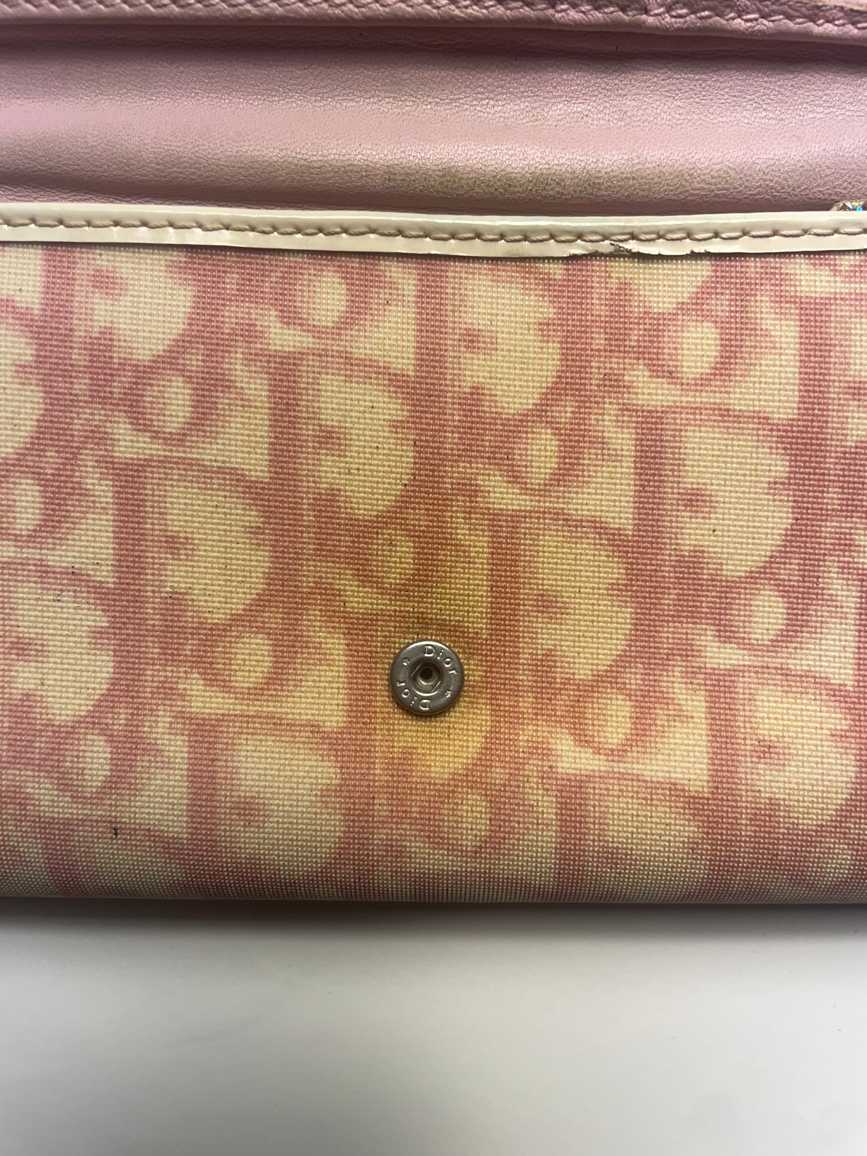 Christian Dior Pink '1' Monogram Canvas Purse / Wallet