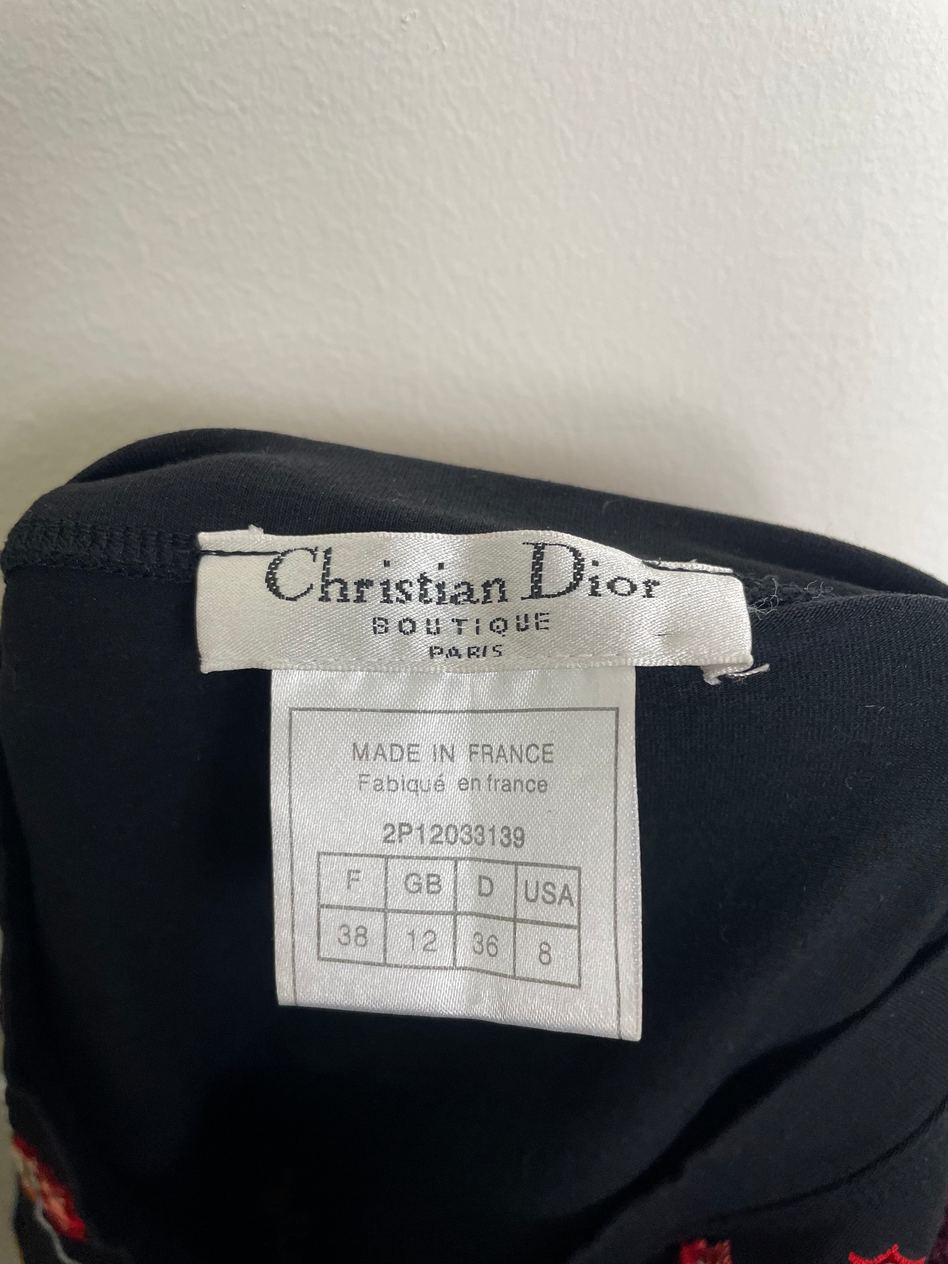 Christian Dior Spring 2002 Vintage Koi Fish Black Embroidered T-Shirt