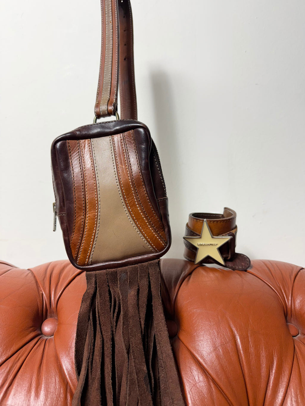 Dsqaured2 2001 Fringe Crossbody Pouch & Bangle