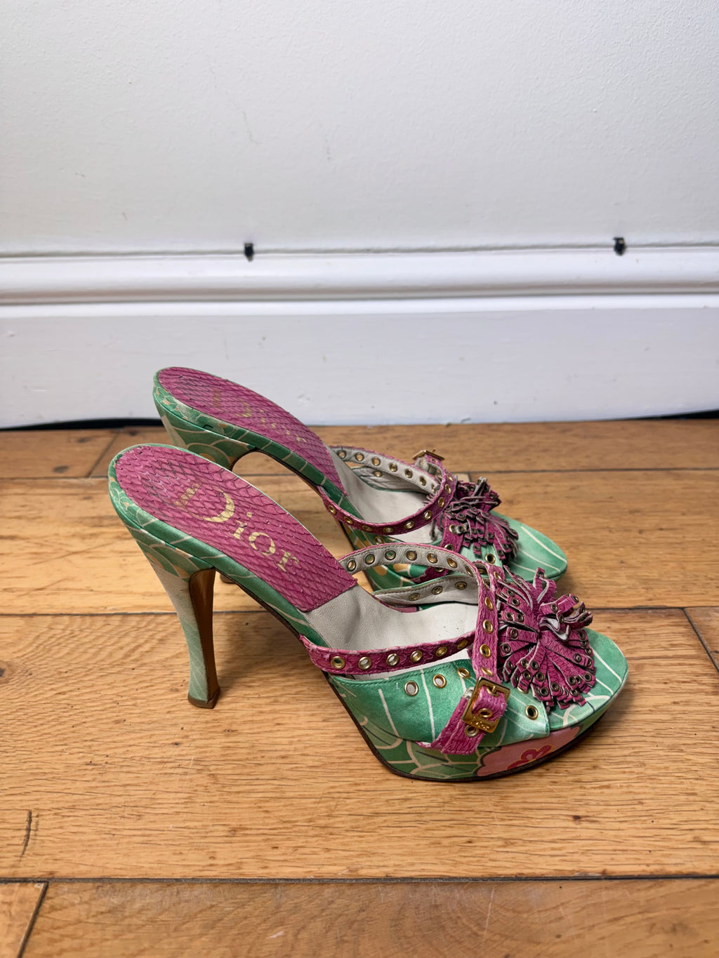 Dior 2003 Floral Koi Print Platform Heels