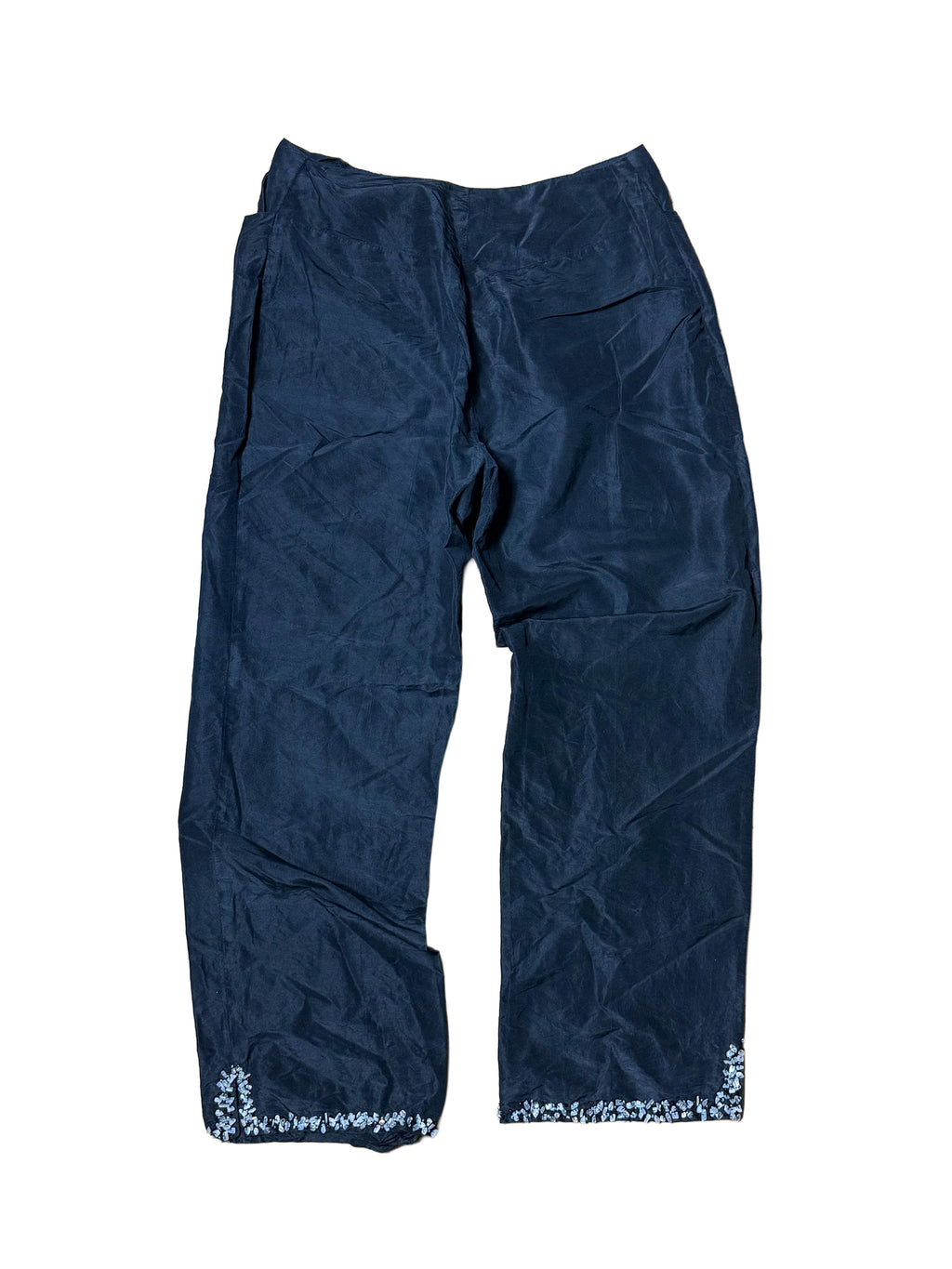 Blumarine Cropped Silk Embelished Trousers