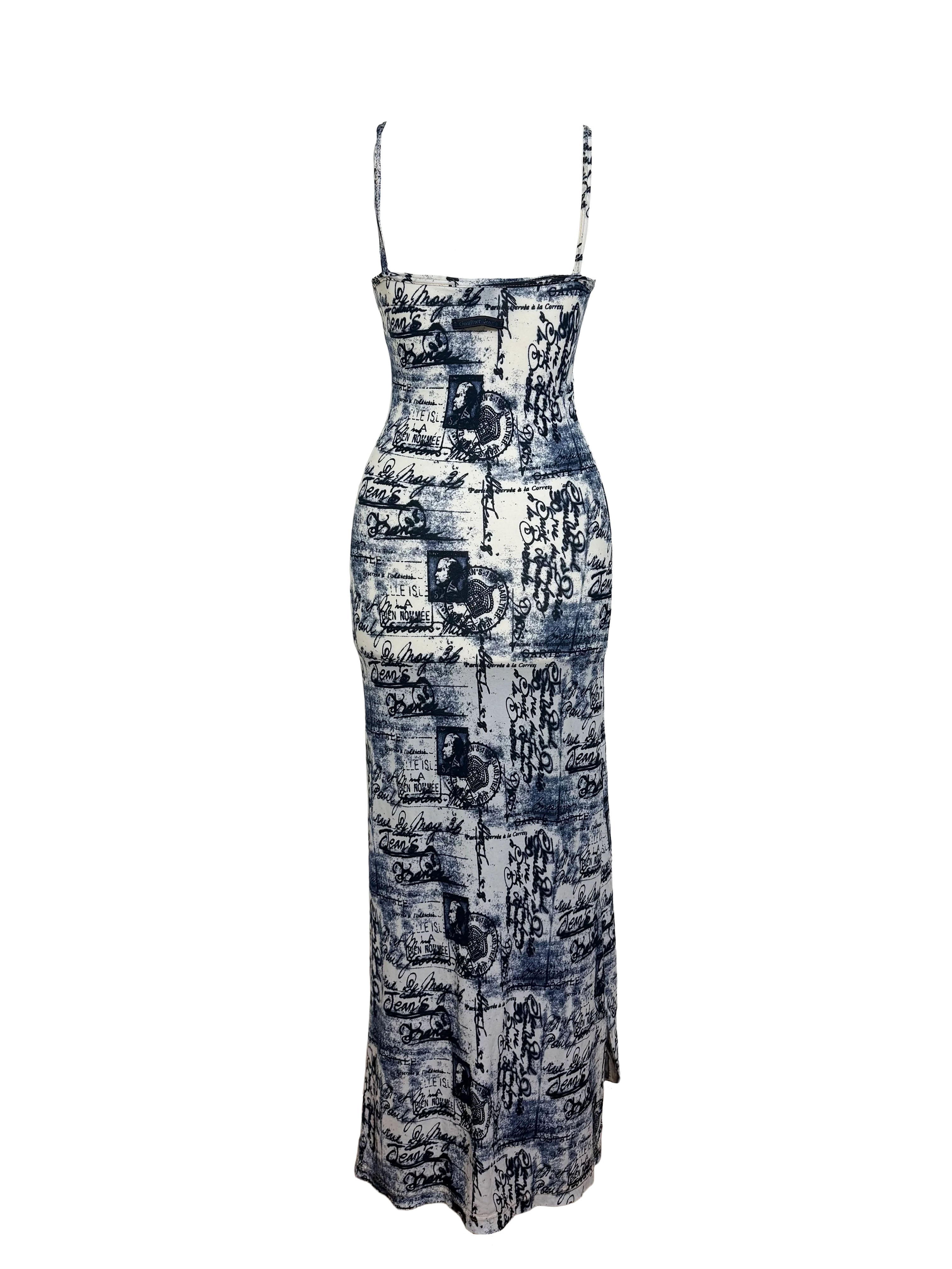 Jean Paul Gaultier 90's Postcard Print Maxi Dress