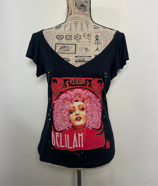 D&G Fall 2004 Black ‘Delilah’ Print Flared Sleeve Top