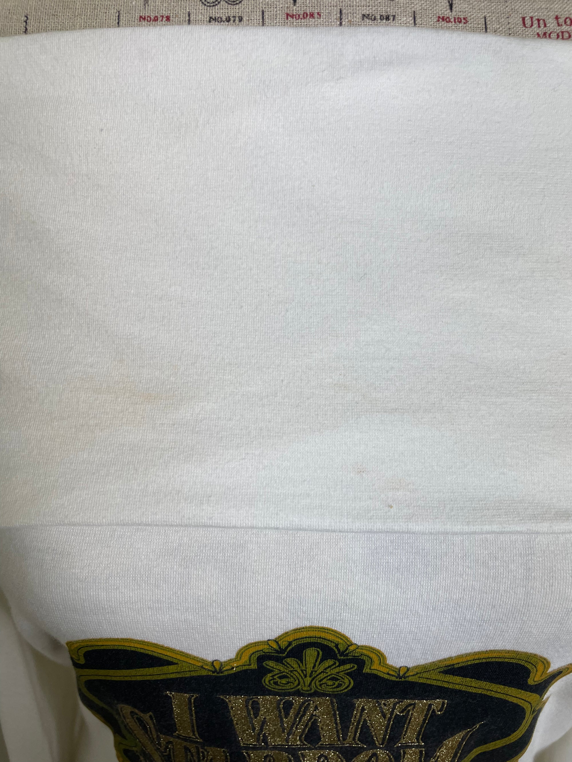 D&G Vintage White Bardot Long Sleeve Graphic Top