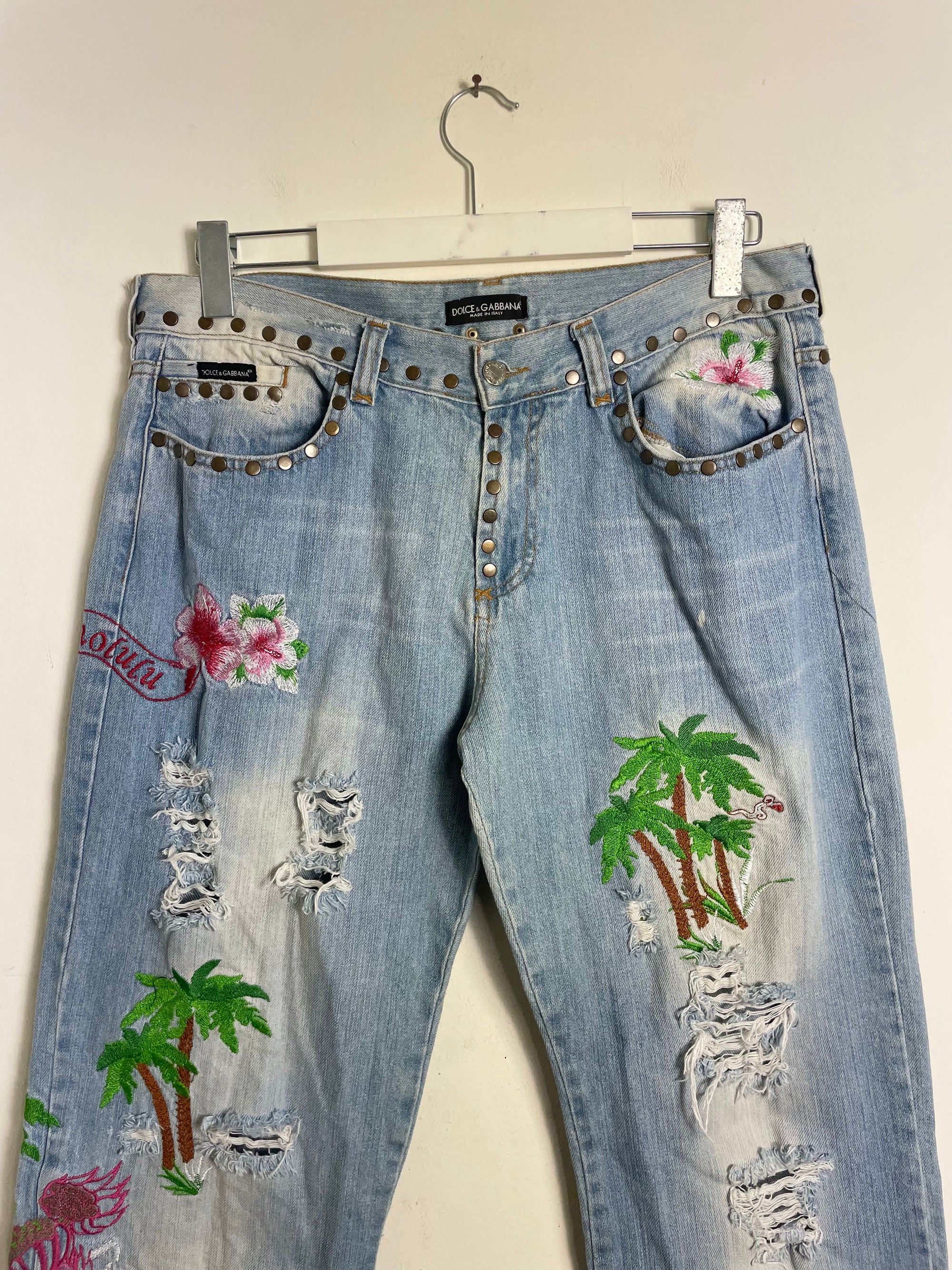 Dolce & Gabbana Spring 2005 Menswear Honolulu Embroidered Jeans