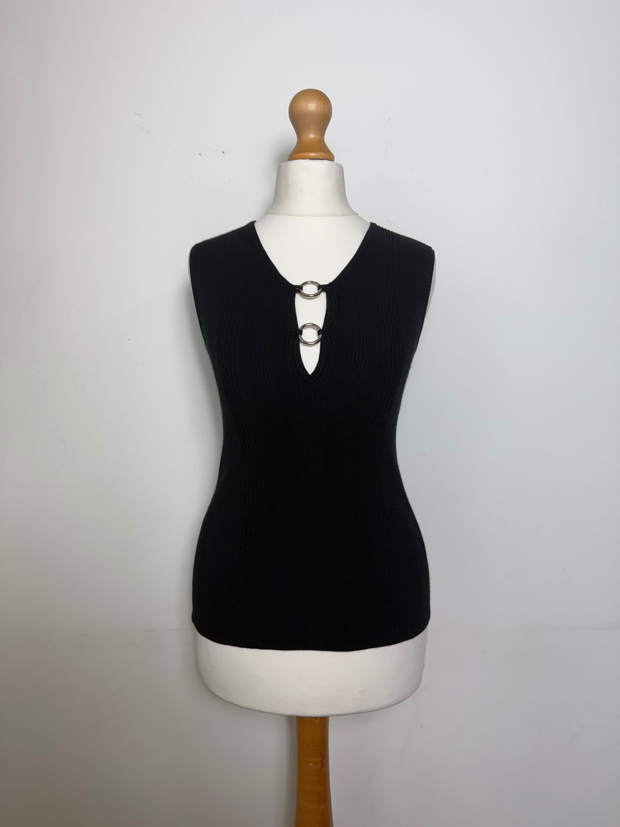 Dolce & Gabbana Vintage Black Ring Detail Tank Top