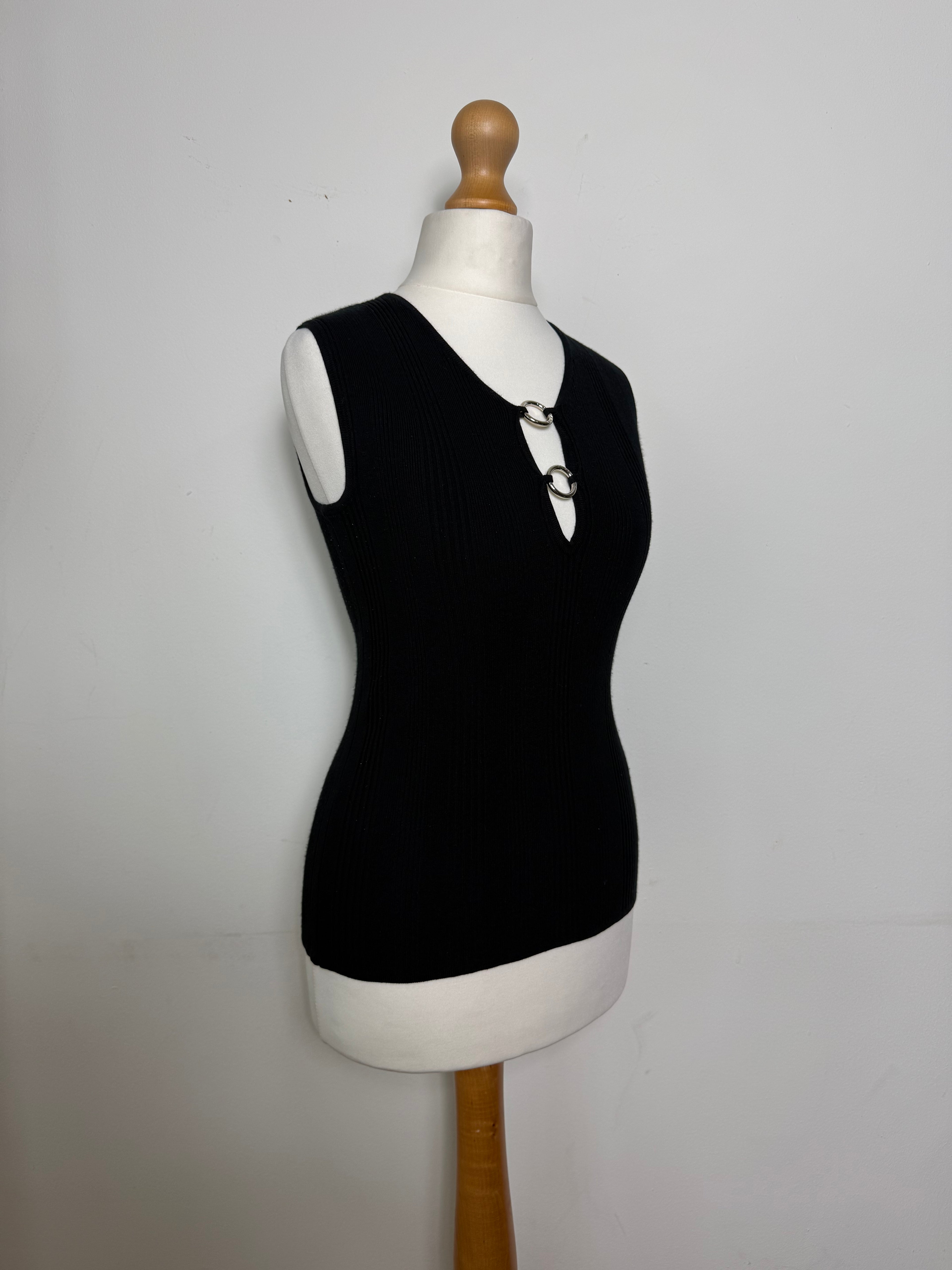 Dolce & Gabbana Vintage Black Ring Detail Tank Top