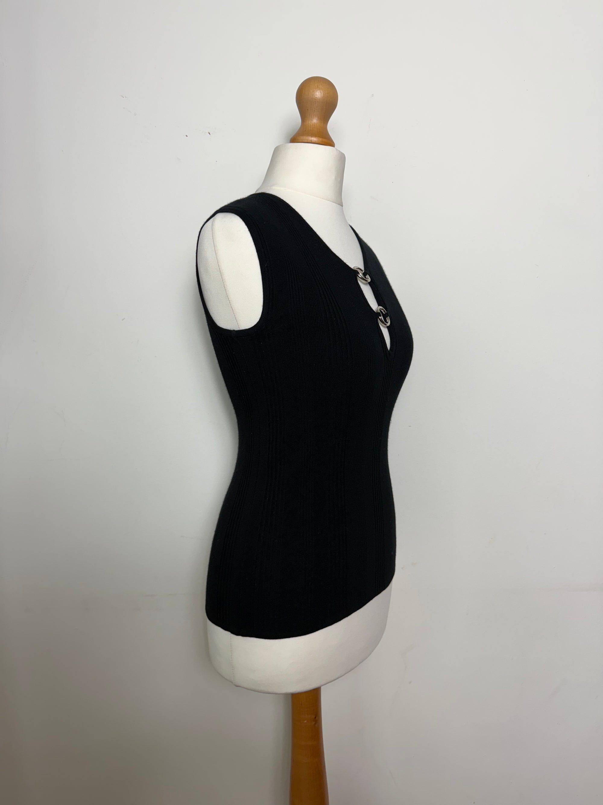 Dolce & Gabbana Vintage Black Ring Detail Tank Top