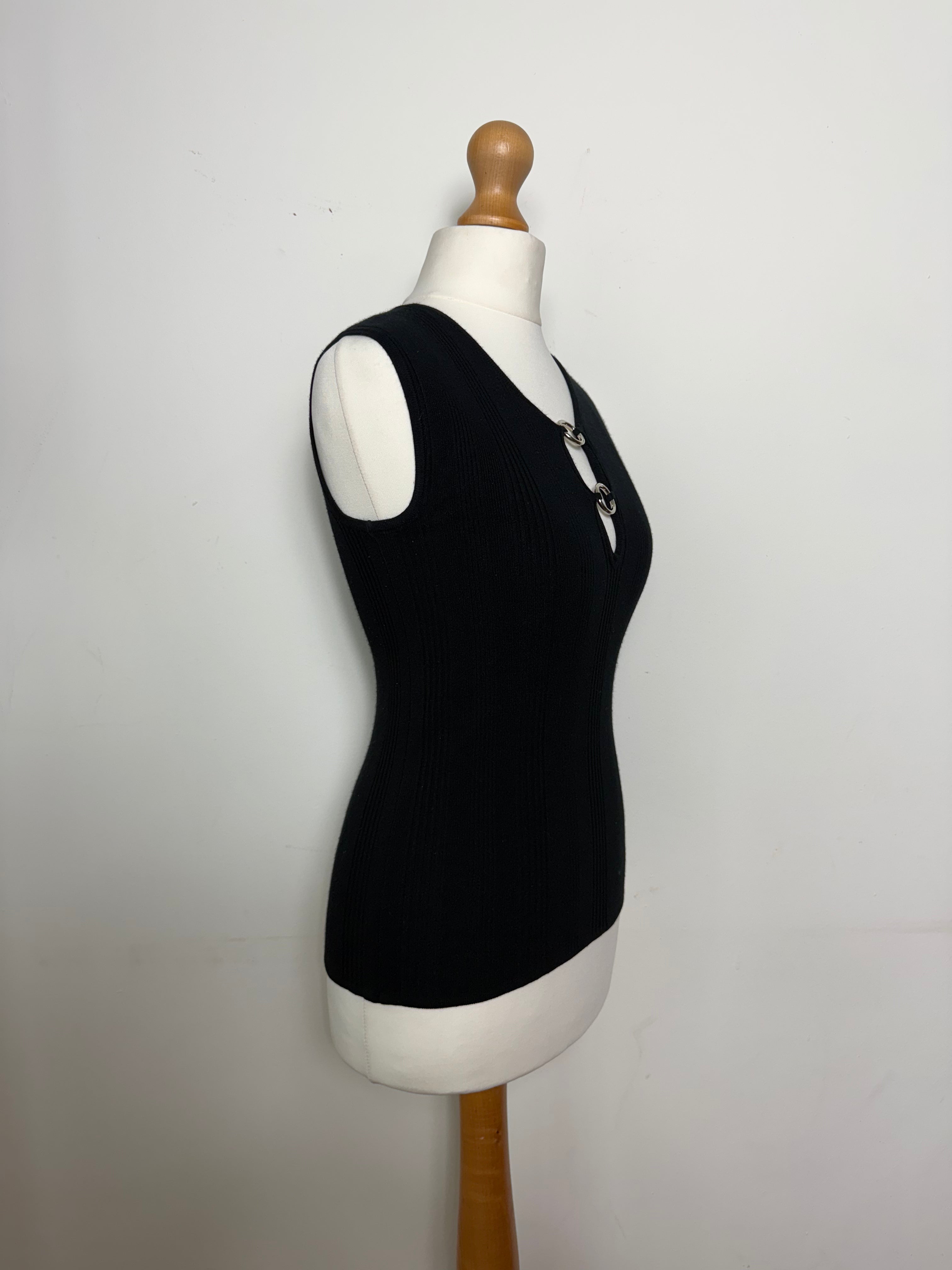 Dolce & Gabbana Vintage Black Ring Detail Tank Top